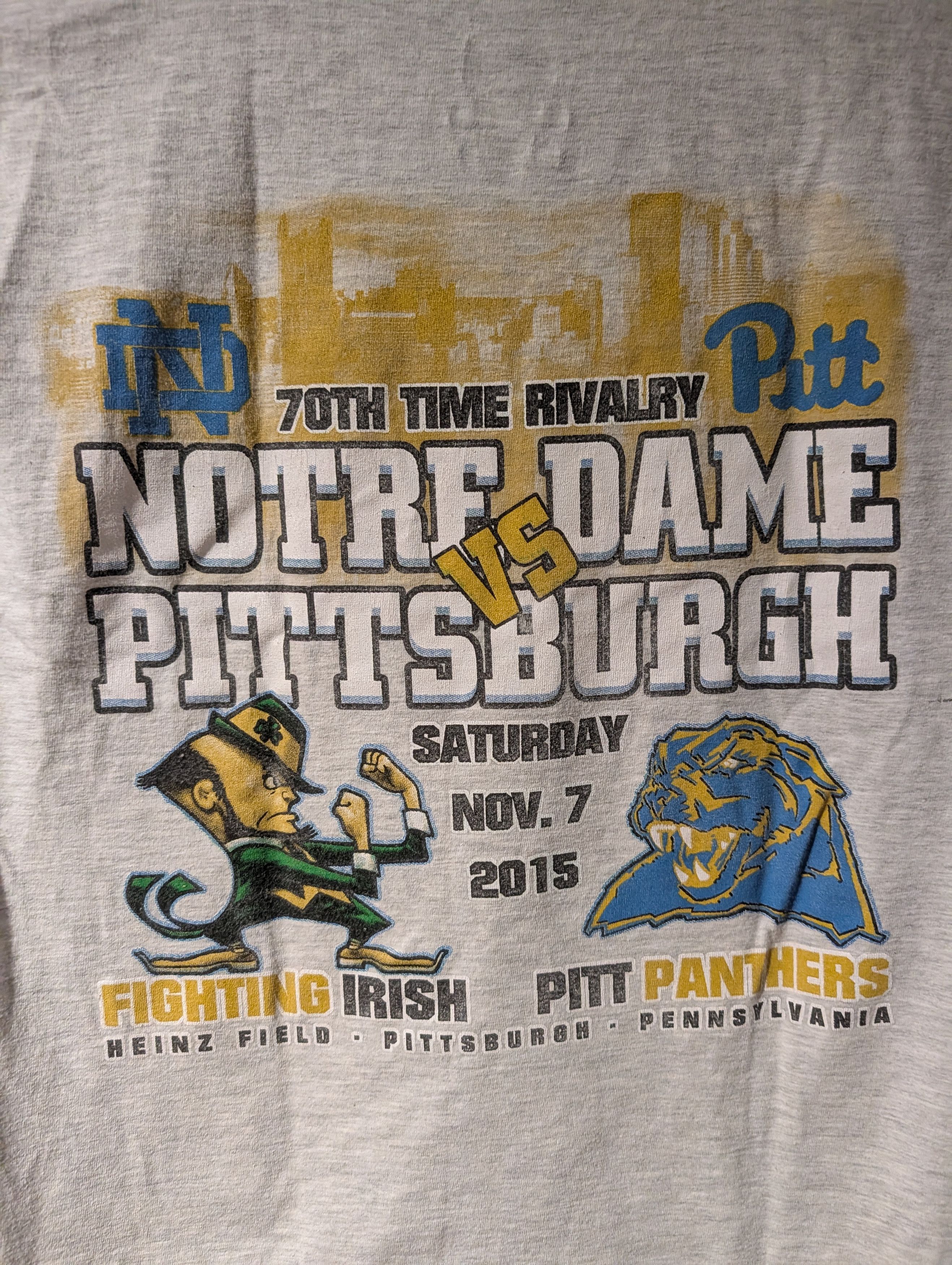 NCAA Notre Dame vs Pittsburgh Panthers 70th Time Rivalry T-Shirt Size US M / EU 48-50 / 2 - 5 Thumbnail