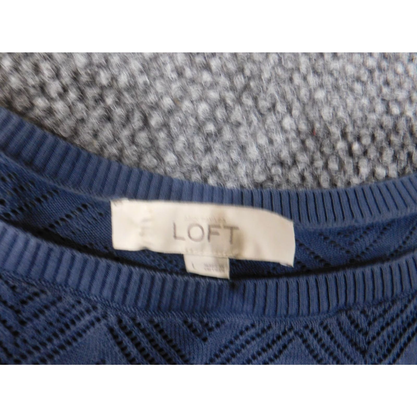 Loft LOFT Sweater Pullover Long Sleeve Crew Neck Women Regular Cotton Knit Blue L Modern Design Stretch Crewneck Casual Size L / US 10 / IT 46 - 4 Thumbnail