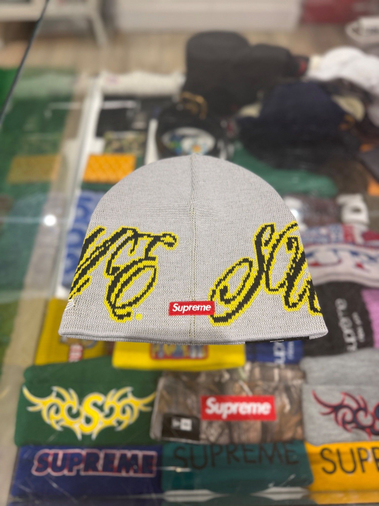 Supreme Supreme Crochet Beanie (Heather Grey) | Grailed
