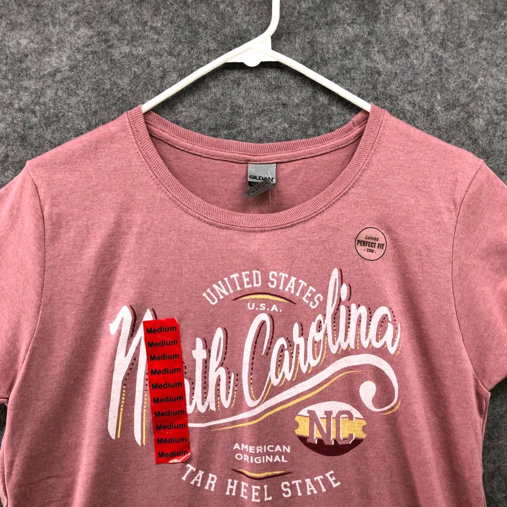 Gildan Gildan Womens Graphic T-Shirt - North Carolina Tar Heel State - Pink - Size M - Casual Cotton - Short Sleeve Size M / US 6-8 / IT 42-44 - 3 Thumbnail