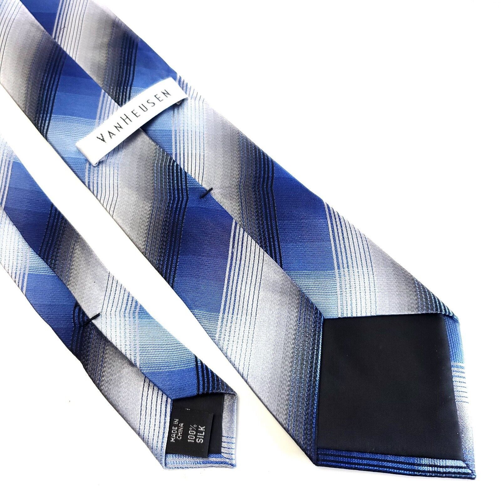 Van Heusen Van Heusen Blue Plaid Woven Silk Tie Size ONE SIZE - 5 Thumbnail
