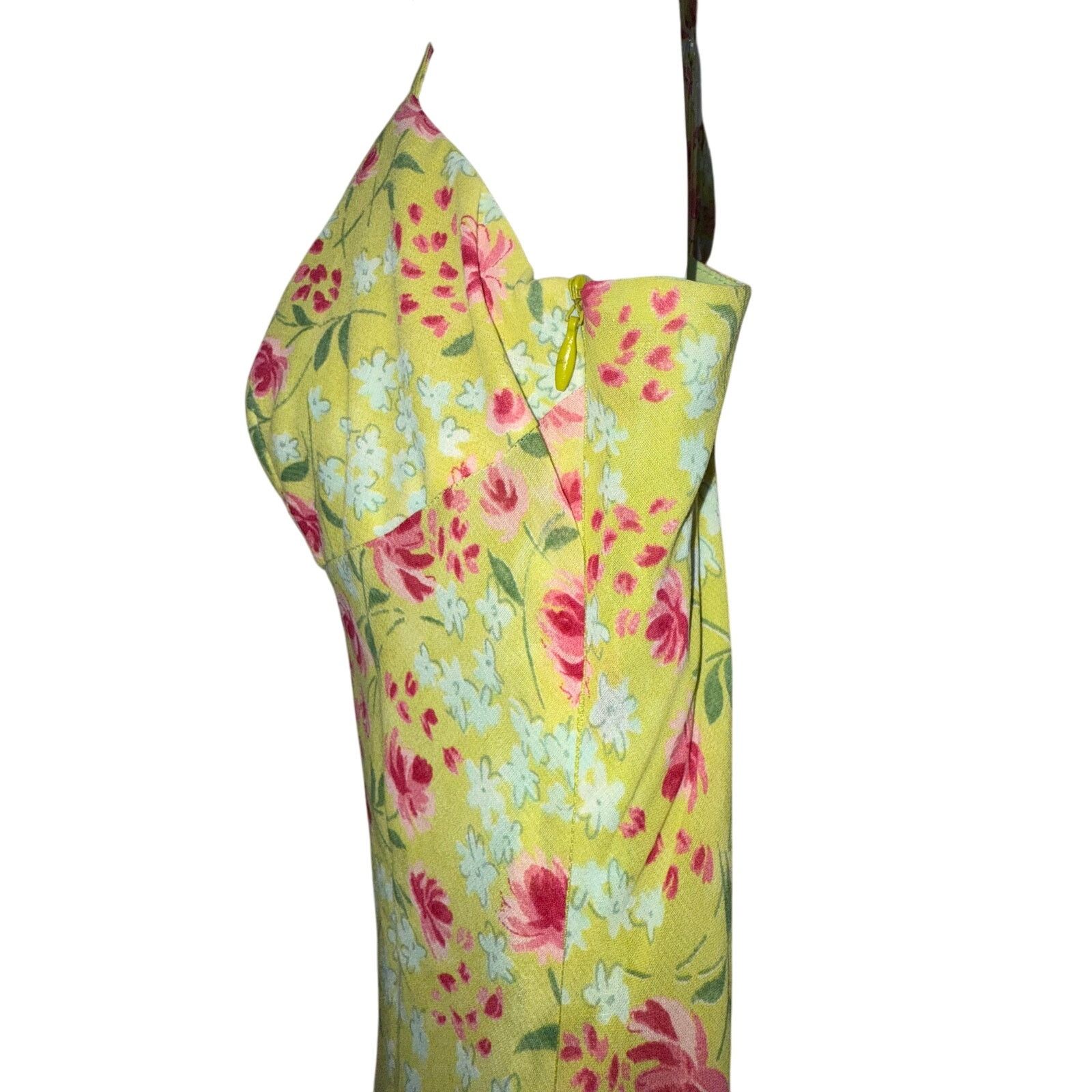 Vintage Vintage Y2K Moda International Yellow Floral Dress Size M / US 6-8 / IT 42-44 - 3 Thumbnail