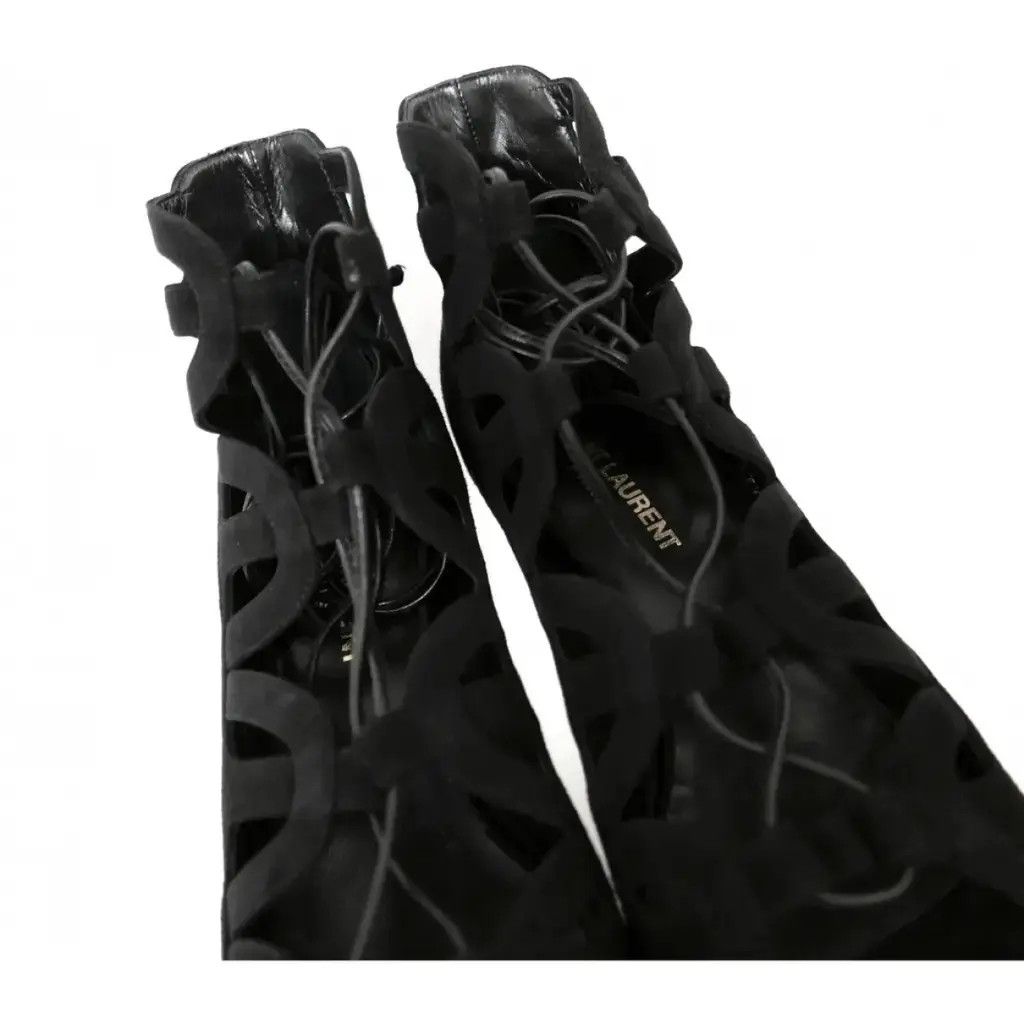 Saint Laurent Paris Saint Laurent Suede Lace-Up Caged Sandals Size US 7.5 / IT 37.5 - 4 Thumbnail