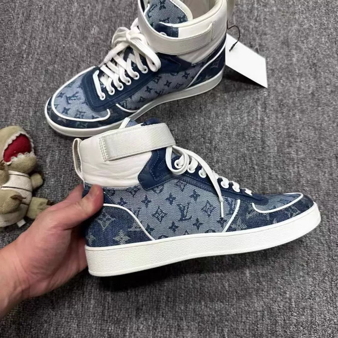 Louis Vuitton LV Denim Monogram High-Top Sneaker 37.5 99 New Size US 7 / IT 37 - 3 Thumbnail