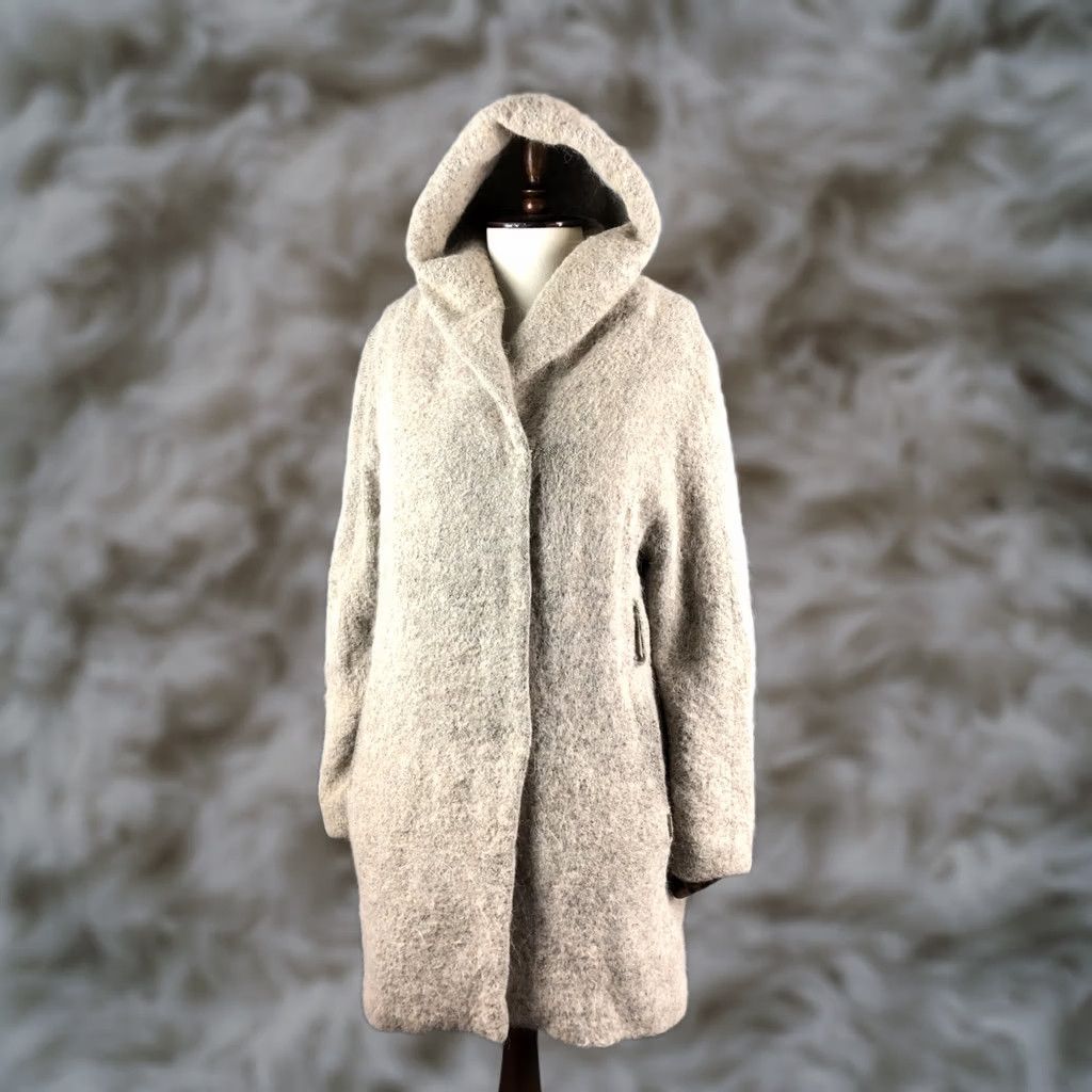 Cop Copine Cop-Copine Coat Wool Beige Women Size 38 Hooded Short New Size 26" / US 2 / IT 38 - 1 Thumbnail