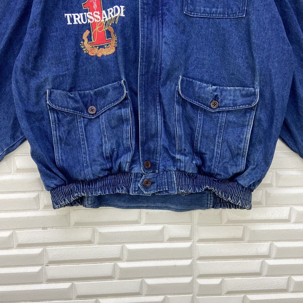Trussardi Vintage Trussardi Oversize Loose Bomber Style Denim Jacket Size US S / EU 44-46 / 1 - 7 Thumbnail