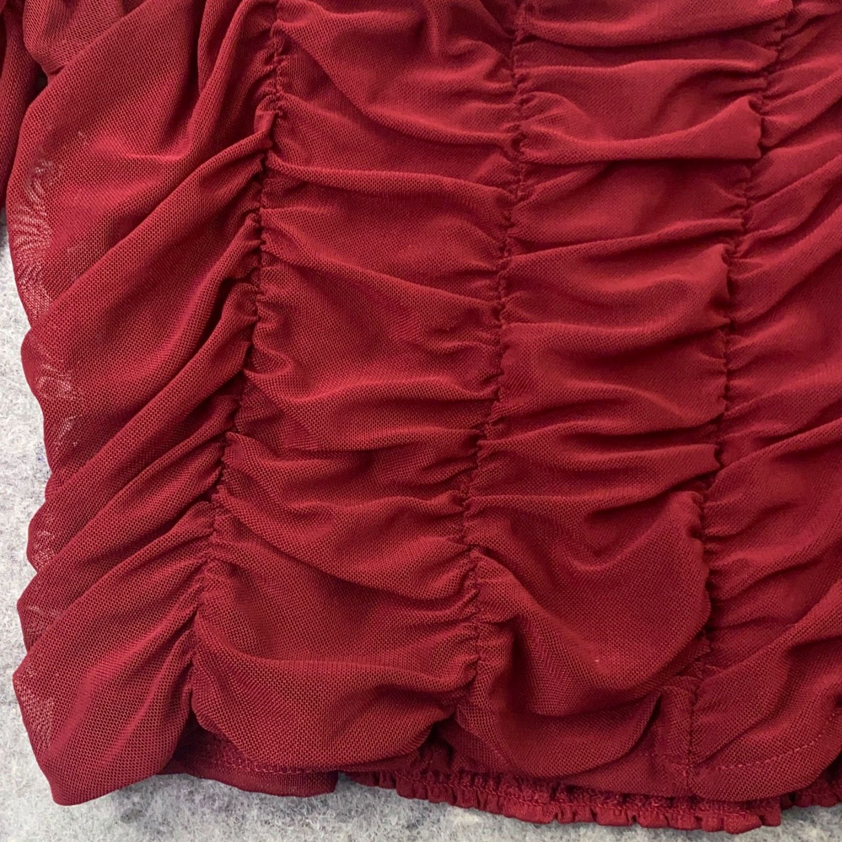 Almost Famous VINTAGE Almost Famous Womens Shirt XL Red Ruched Balloon Sleeve Cropped Off The Shoulder Size XL / US 12-14 / IT 48-50 - 5 Thumbnail