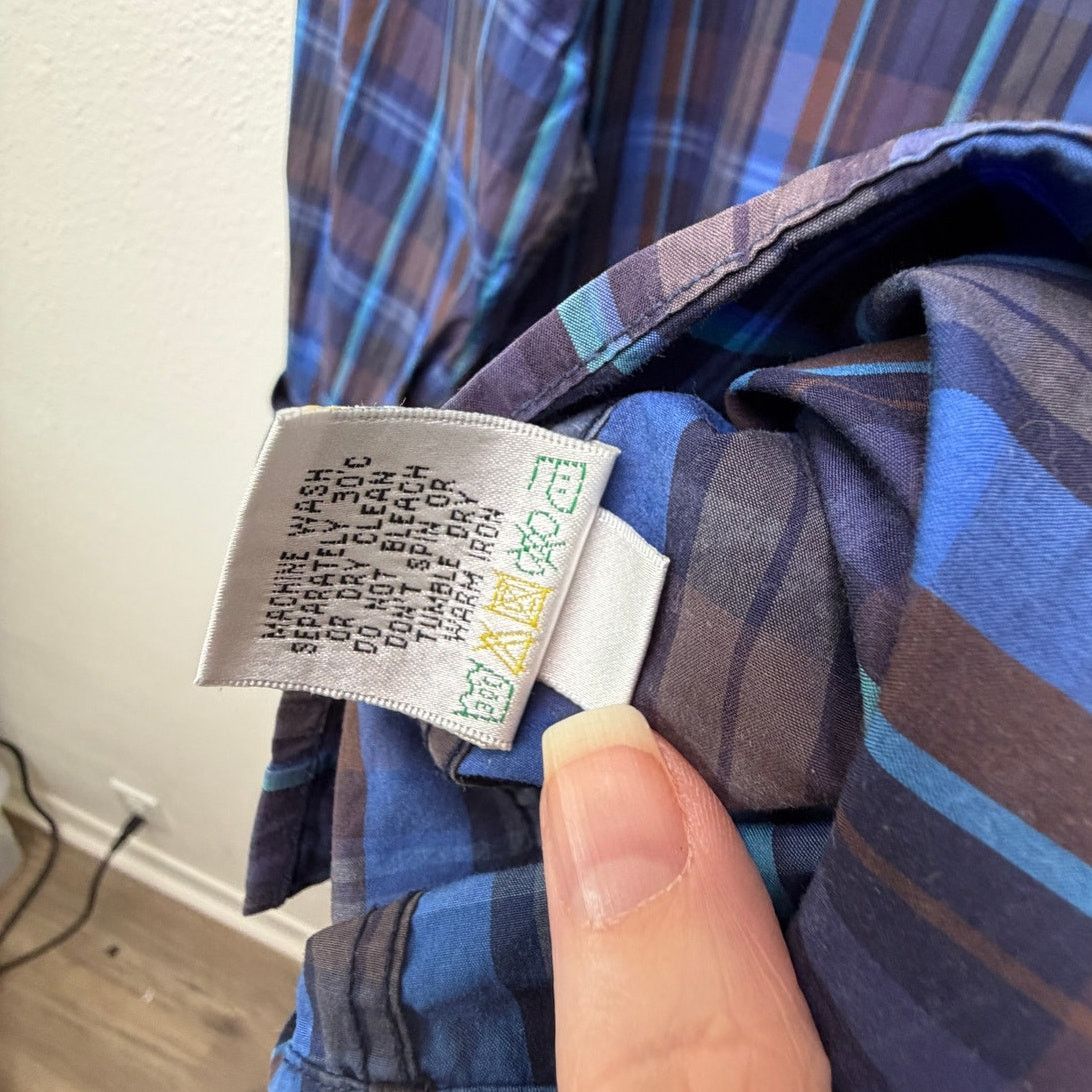 BUGATCHI Bugatchi Plaid Button Front Shirt Blue Brown Gray Men’s L Size US L / EU 52-54 / 3 - 11 Thumbnail