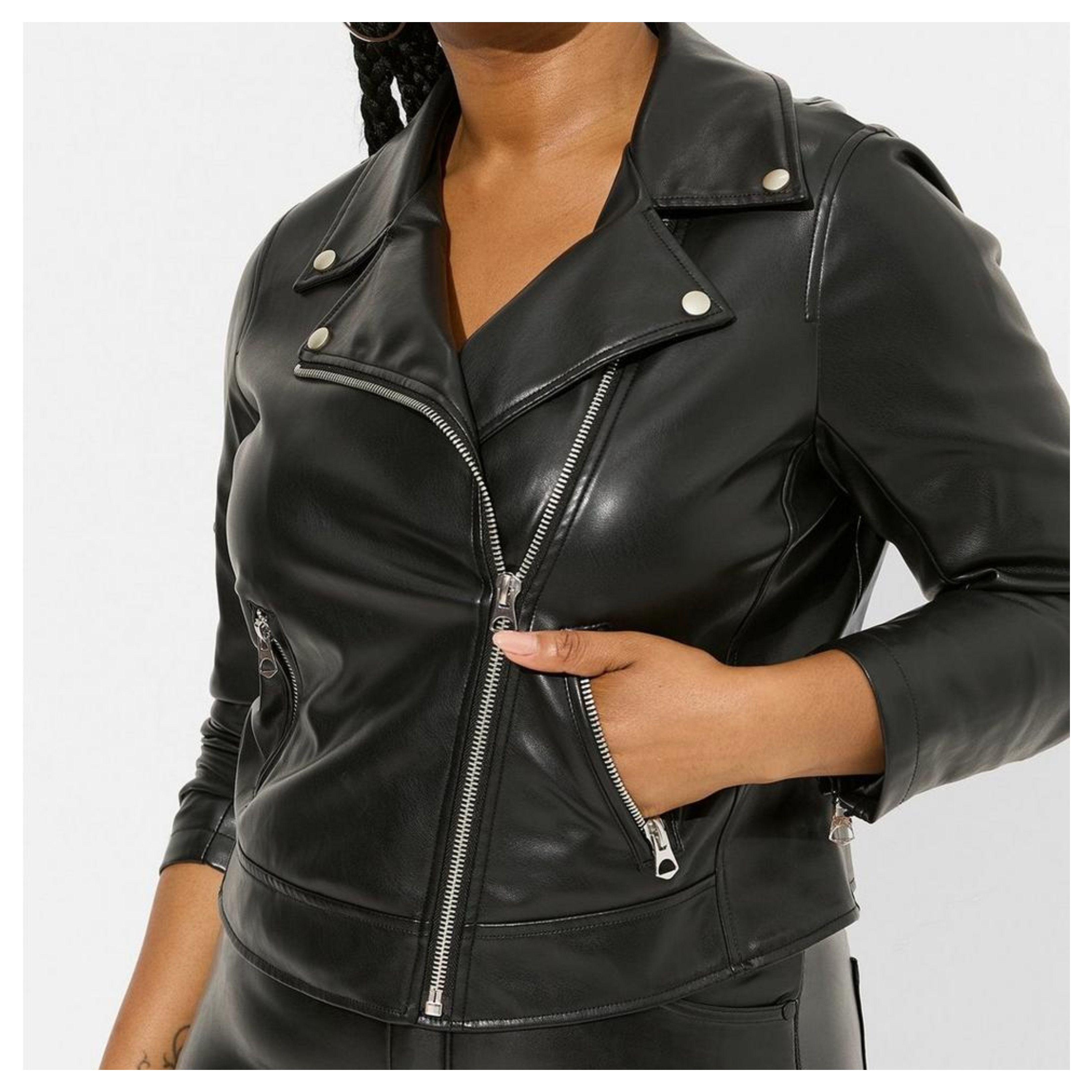 Torrid Torrid Faux Leather Asymmetrical Moto Jacket Size XXL / US 16-18 / IT 52-54 - 3 Thumbnail