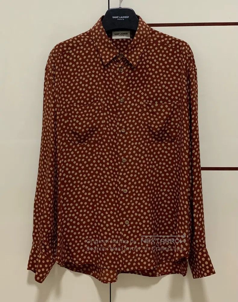 Other Saint Laurent Paris size 42 Orange Red Silk Polka Dot Shir Size US XL / EU 56 / 4 - 1 Thumbnail