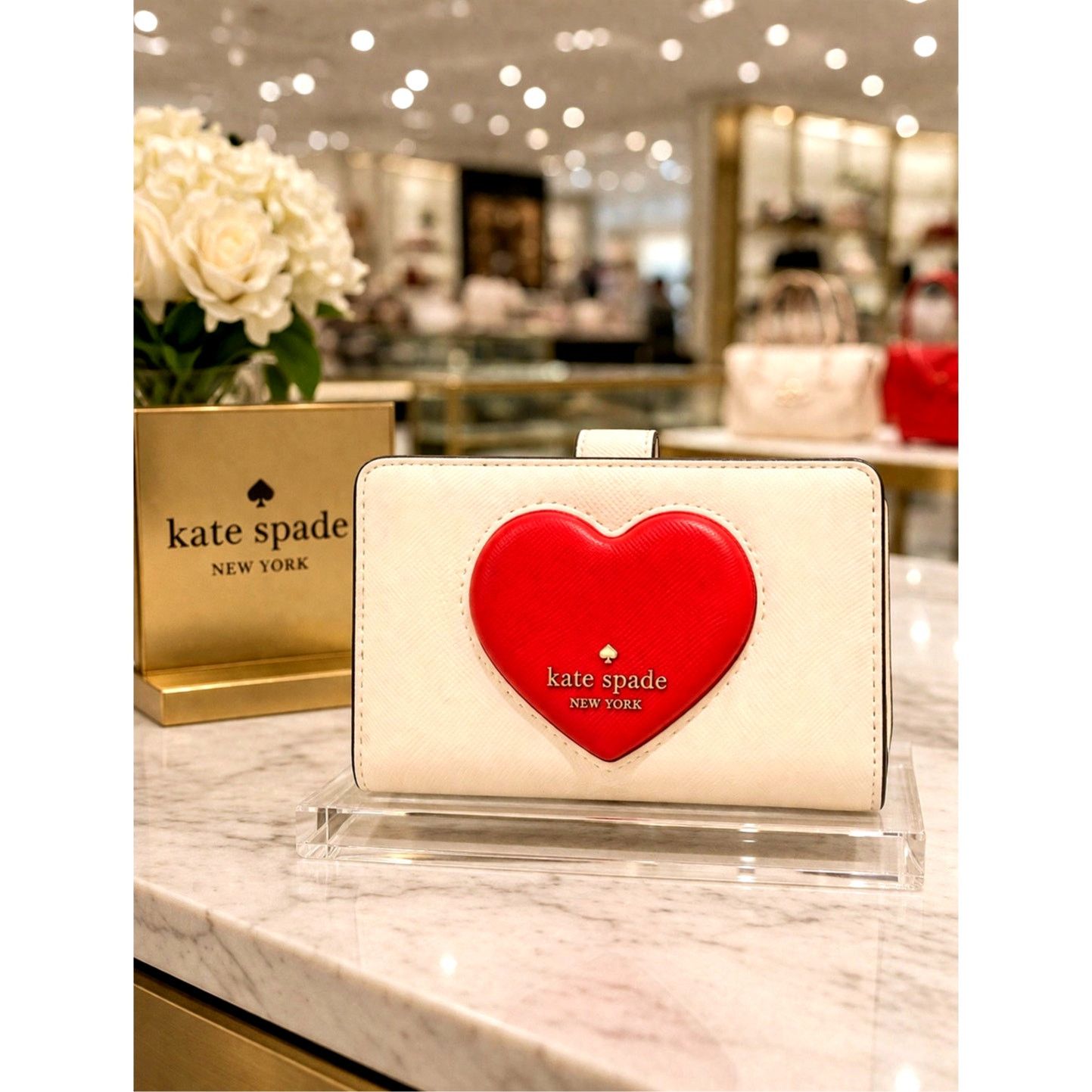 Kate Spade Kate Spade Madison Puffy Heart Medium Bifold Wallet Meringue Size ONE SIZE - 1 Thumbnail