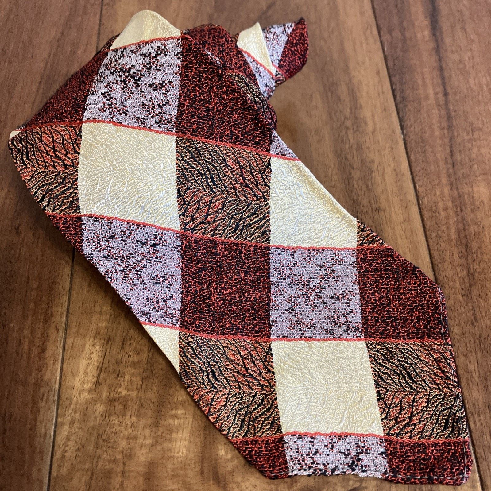 Handmade 1930s Necktie Checkered Swing Tie Art Deco Single Stitch Size ONE SIZE - 1 Thumbnail