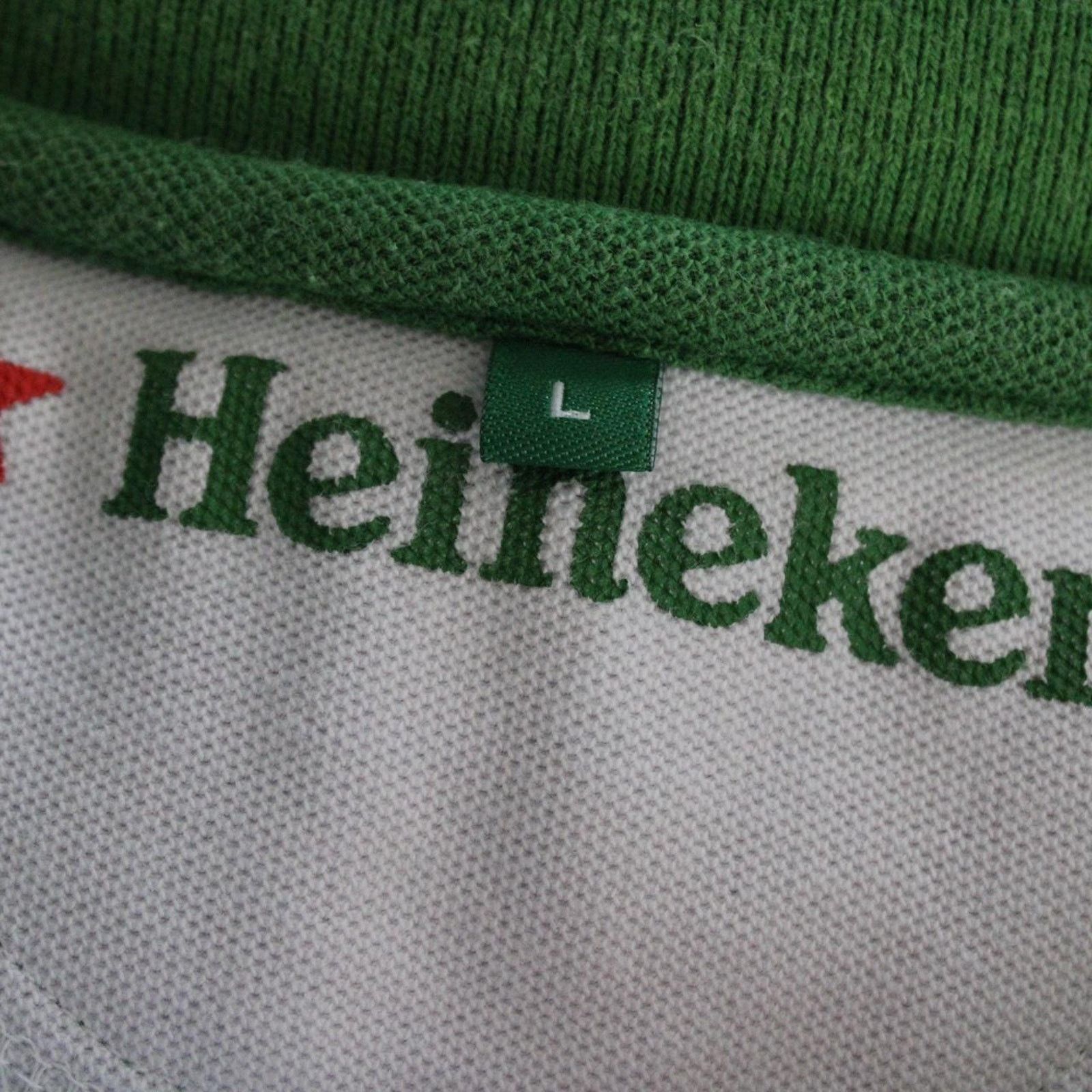 & Other Stories Y2K Green Heineken Beer Short Sleeve Collard Polo Shirt Size US L / EU 52-54 / 3 - 6 Thumbnail