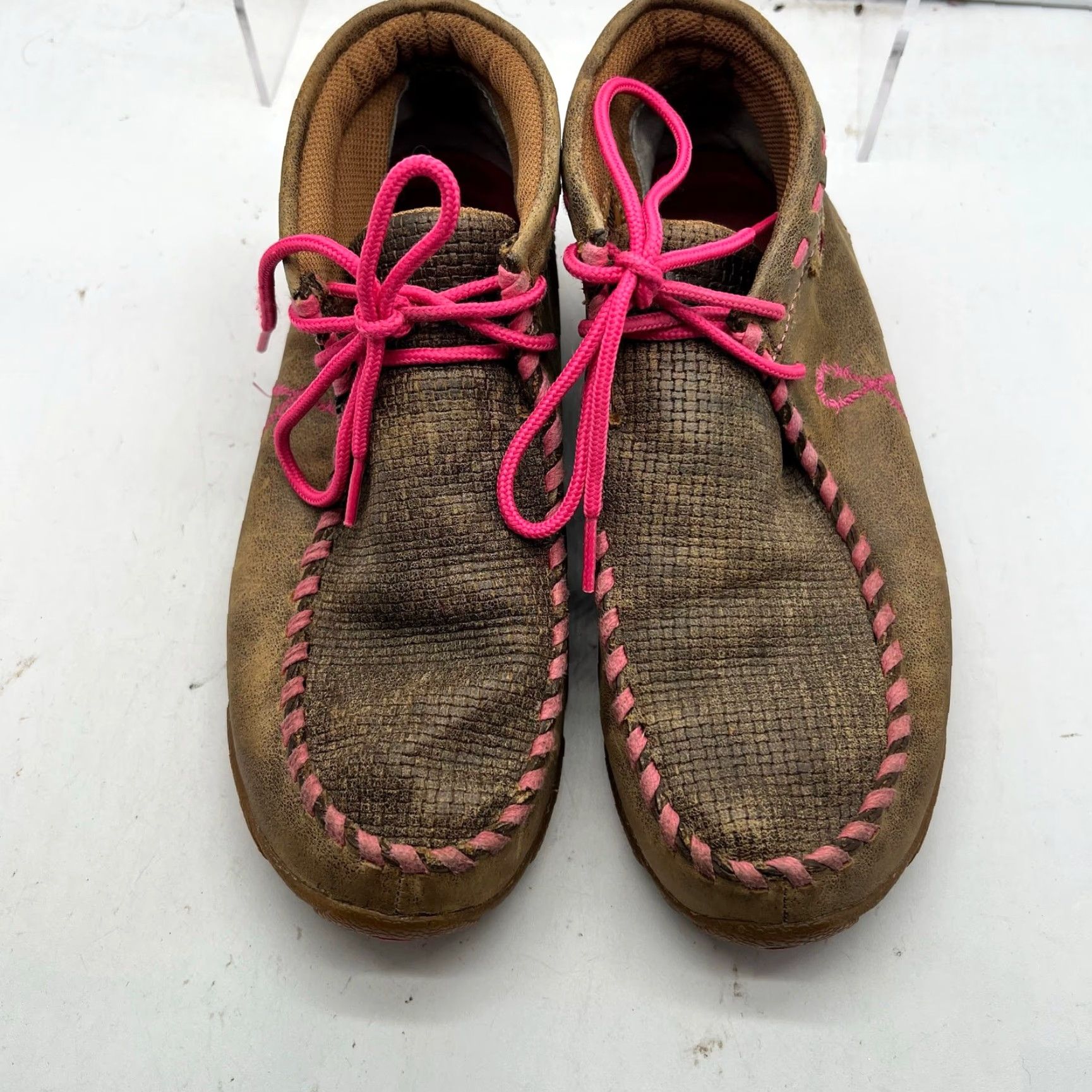 Twisted X Twisted X Chukka Driving Boots Womens 7 Breast Cancer Mocs Brown Leather Ankle Size US 7 / IT 37 - 3 Thumbnail