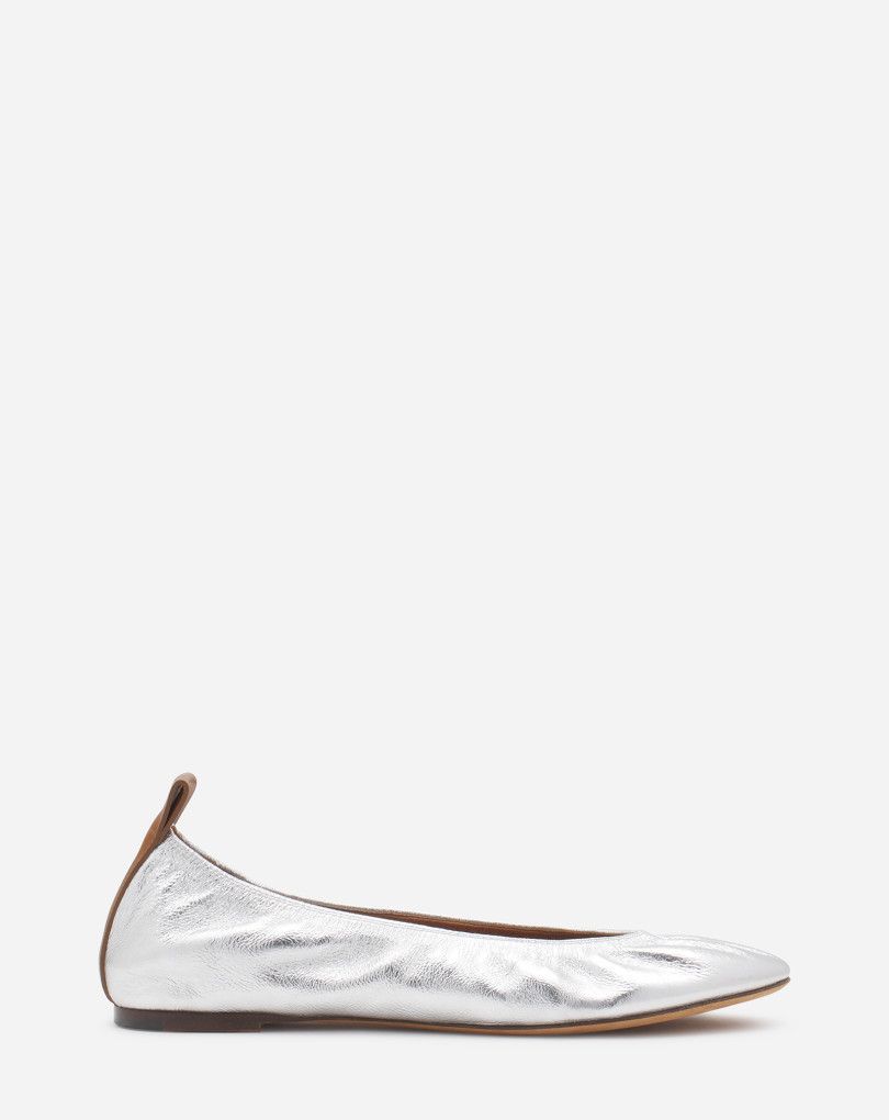 Lanvin o1s22i1n1024 Laminate Ballet Flats in Silver Size US 7 / IT 37 - 1 Thumbnail
