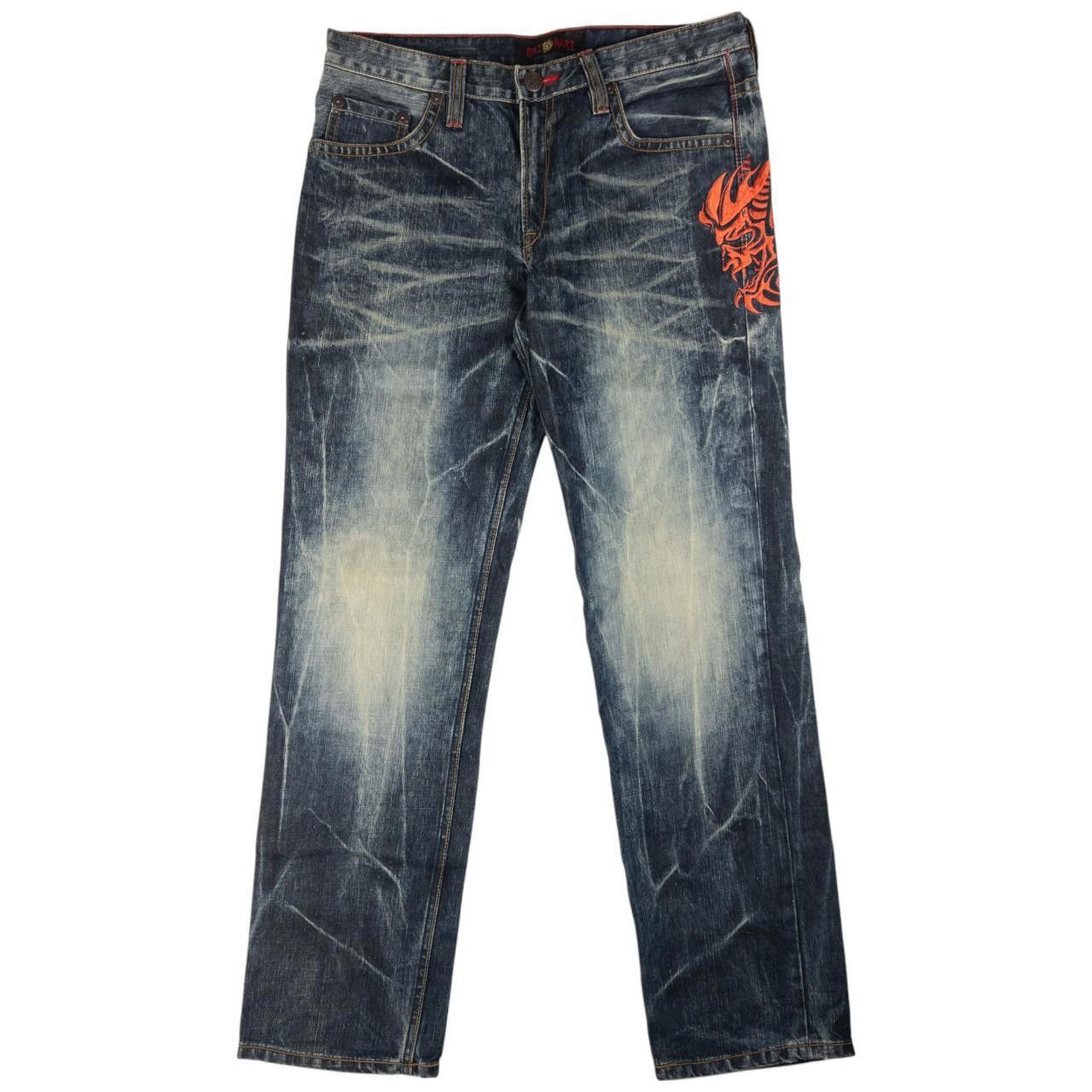 Designer Vintage Oniarai Flame Devil Japanese Denim Jeans Size W33 Size US 32 / EU 48 - 1 Thumbnail