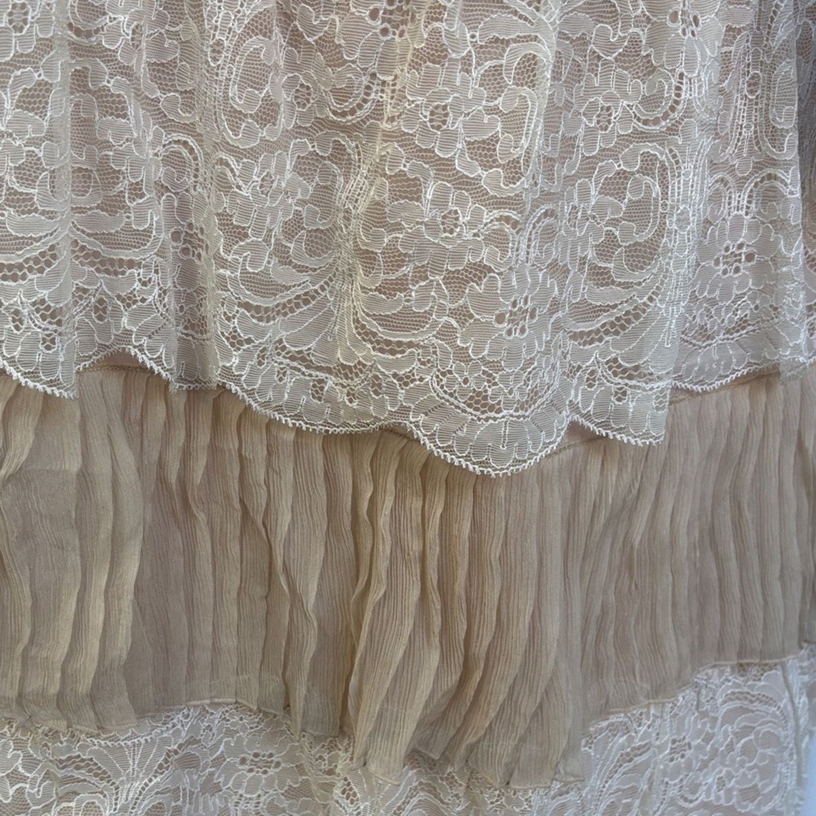 Blumarine NWT Blumarine Cream and Tan Lace Dress Women's Size 10 Size L / US 10 / IT 46 - 6 Thumbnail