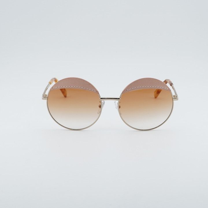 Loewe Loewe LW40007U 33F Sunglasses Gold/Pink Leather Round Frame Size ONE SIZE - 2 Thumbnail