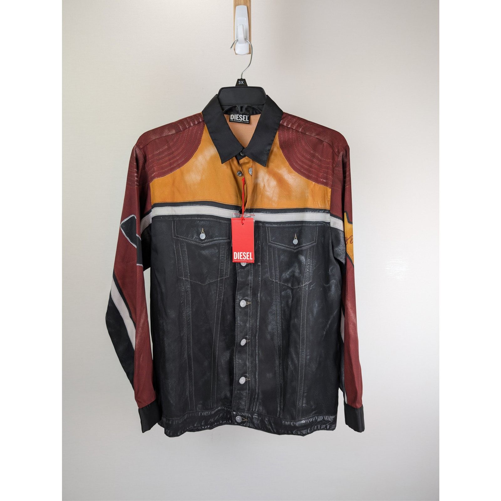 Diesel o1rshd1 S-Gilliam Biker-Jacket Effect Shirt in Black Size US L / EU 52-54 / 3 - 8 Thumbnail
