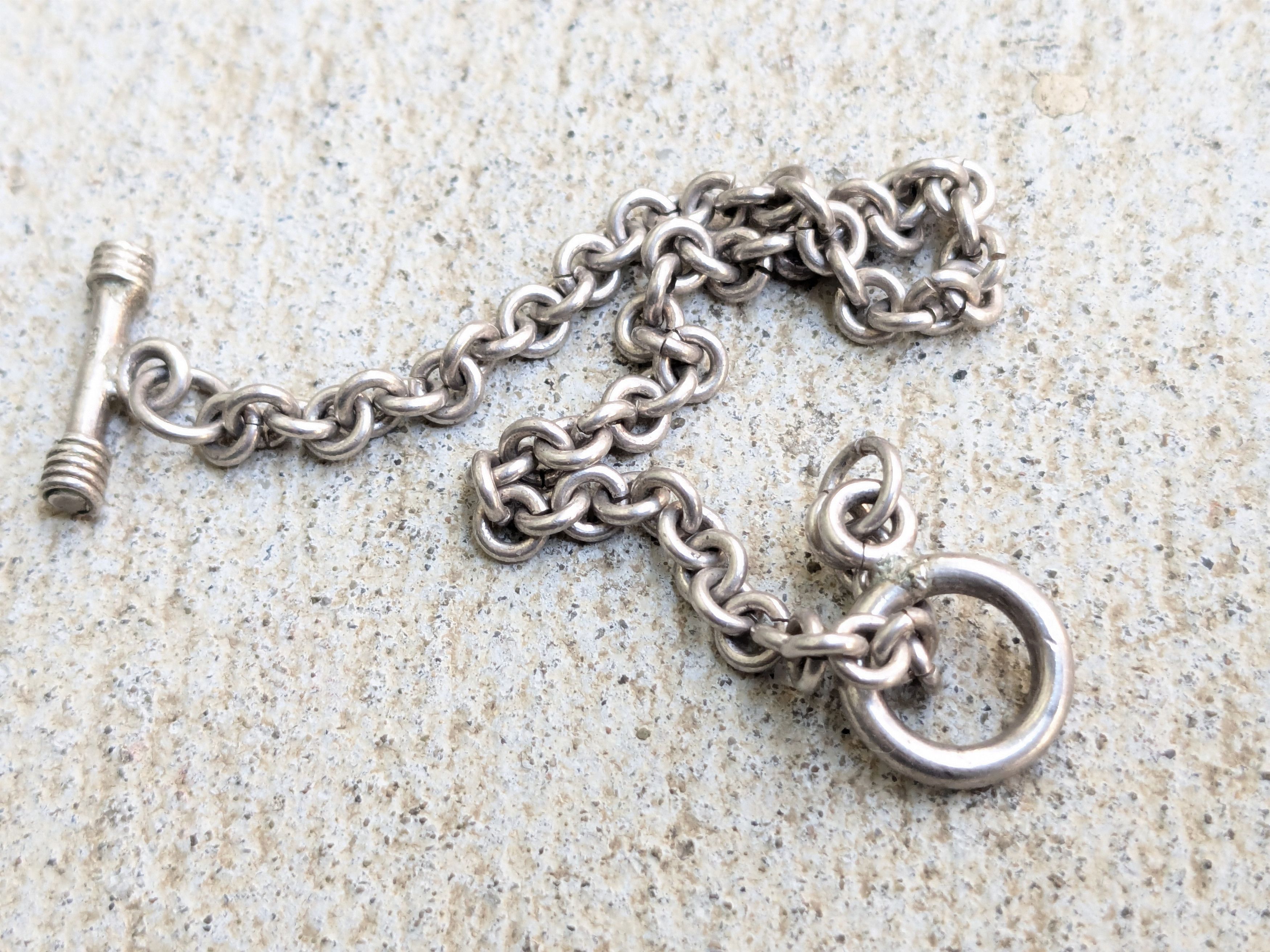 Jewelry Vintage Sterling Silver Bracelet Rolo Round 8.25" Chain Link Size ONE SIZE - 7 Thumbnail