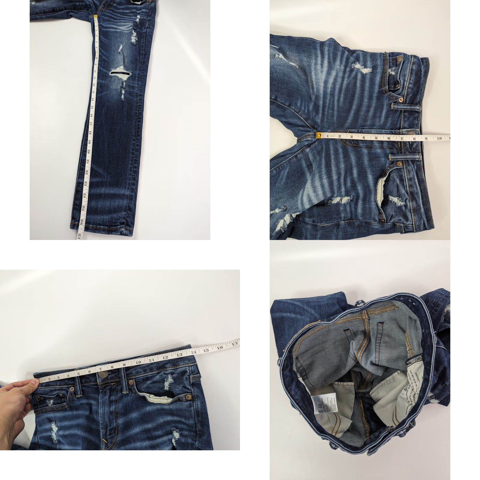 American Eagle Outfitters American Eagle Athletic Skinny Air Flex Plus Jeans Men's 26X28 Distressed Denim Size US 26 / EU 42 - 8 Thumbnail