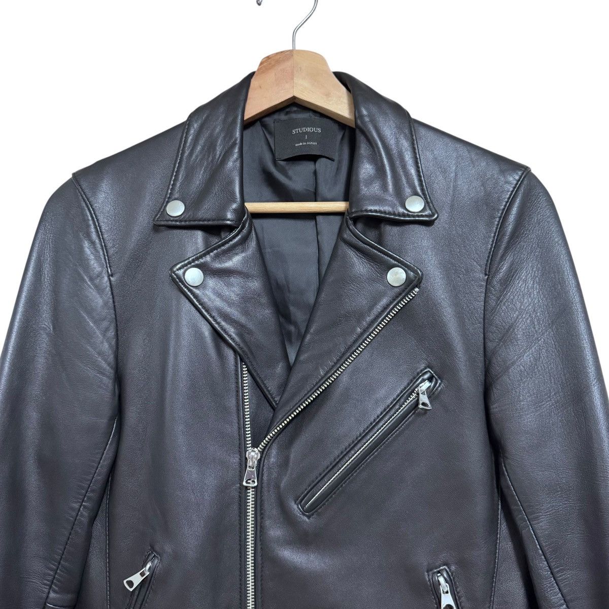 STUDIOUS Studious Japan Sheepskin Leather Biker Jacket Size US XS / EU 42 / 0 - 3 Thumbnail