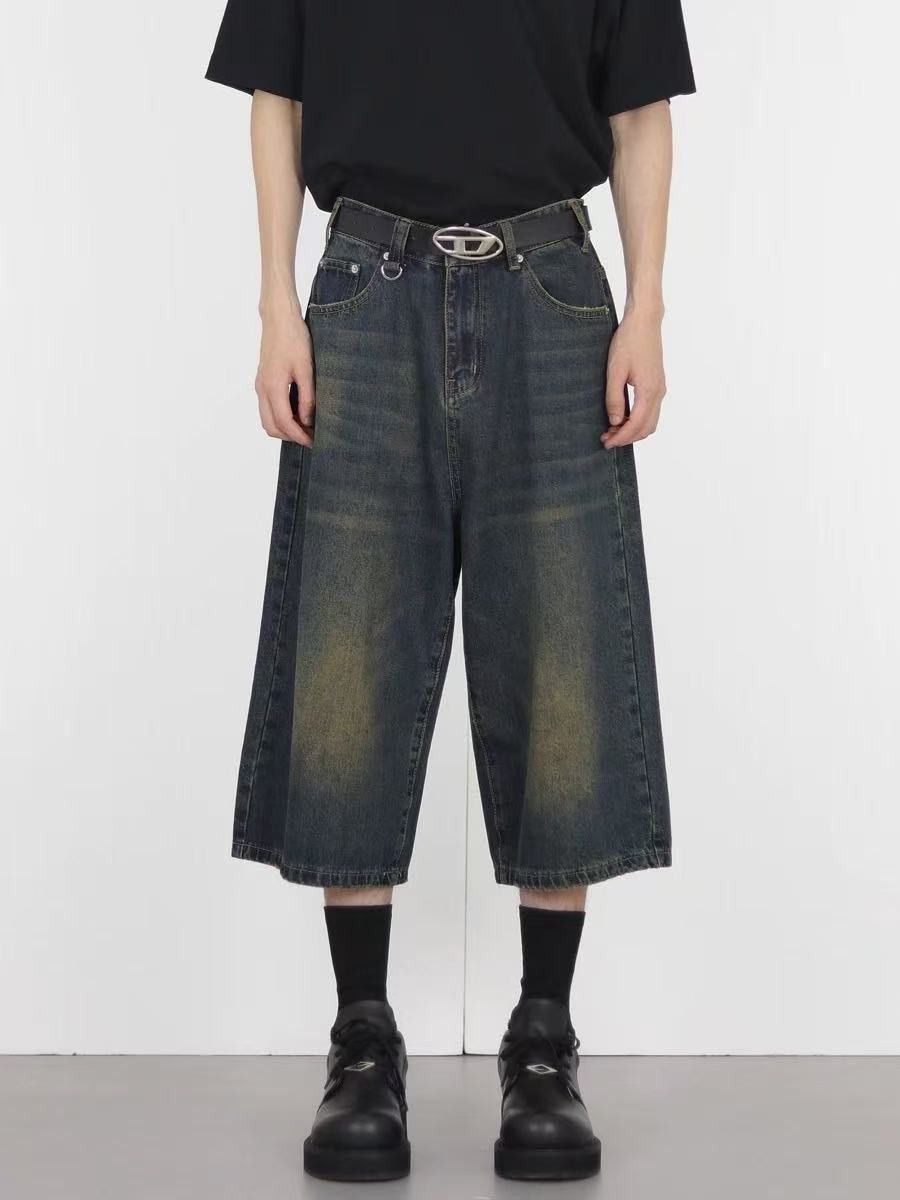 Japanese Brand × Jean Vintage washed distressed loose straight denim shorts Size US 32 / EU 48 - 1 Thumbnail