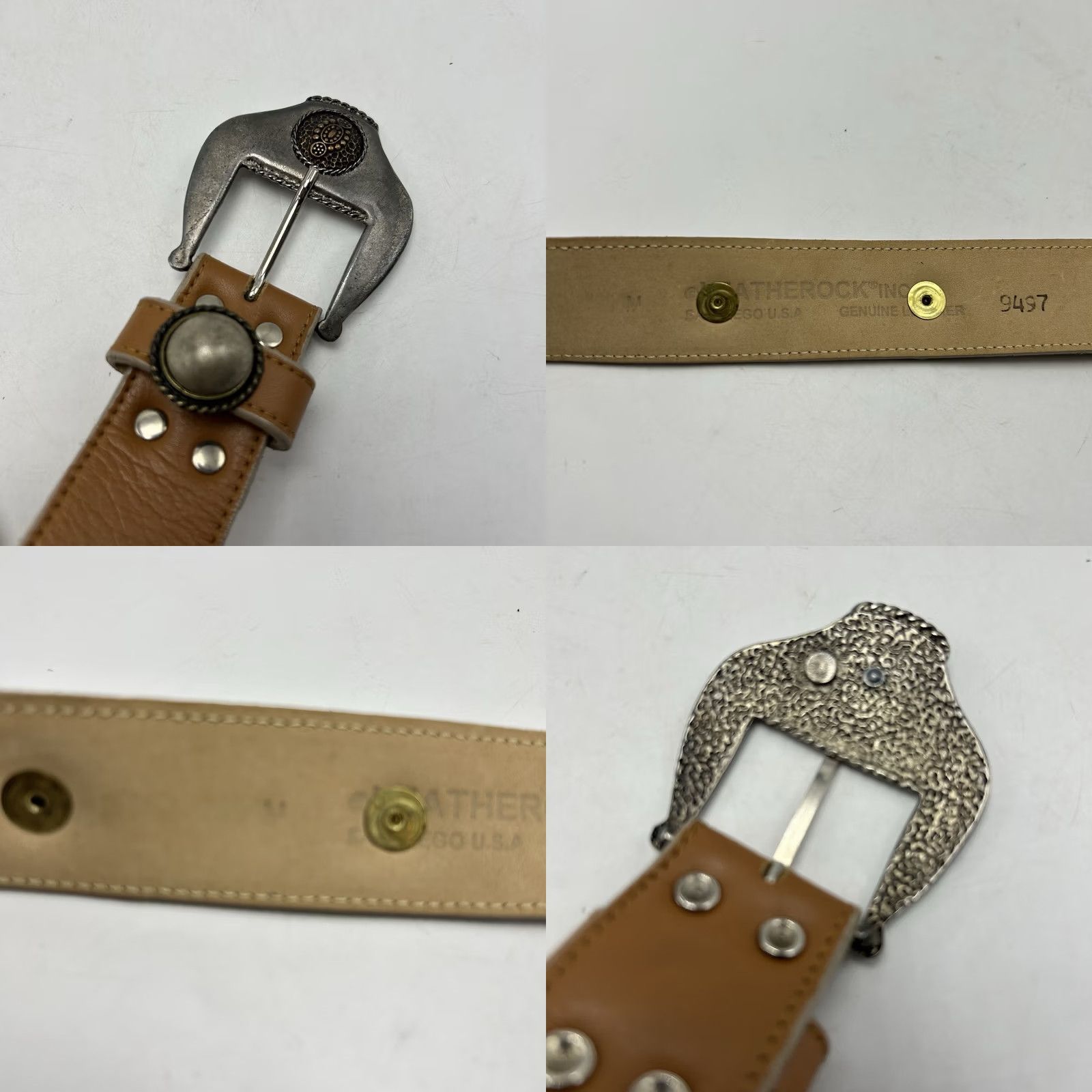 Vintage LEATHEROCK Belt Womens Small Studded Light Brown Leather 9497 Size ONE SIZE - 8 Thumbnail