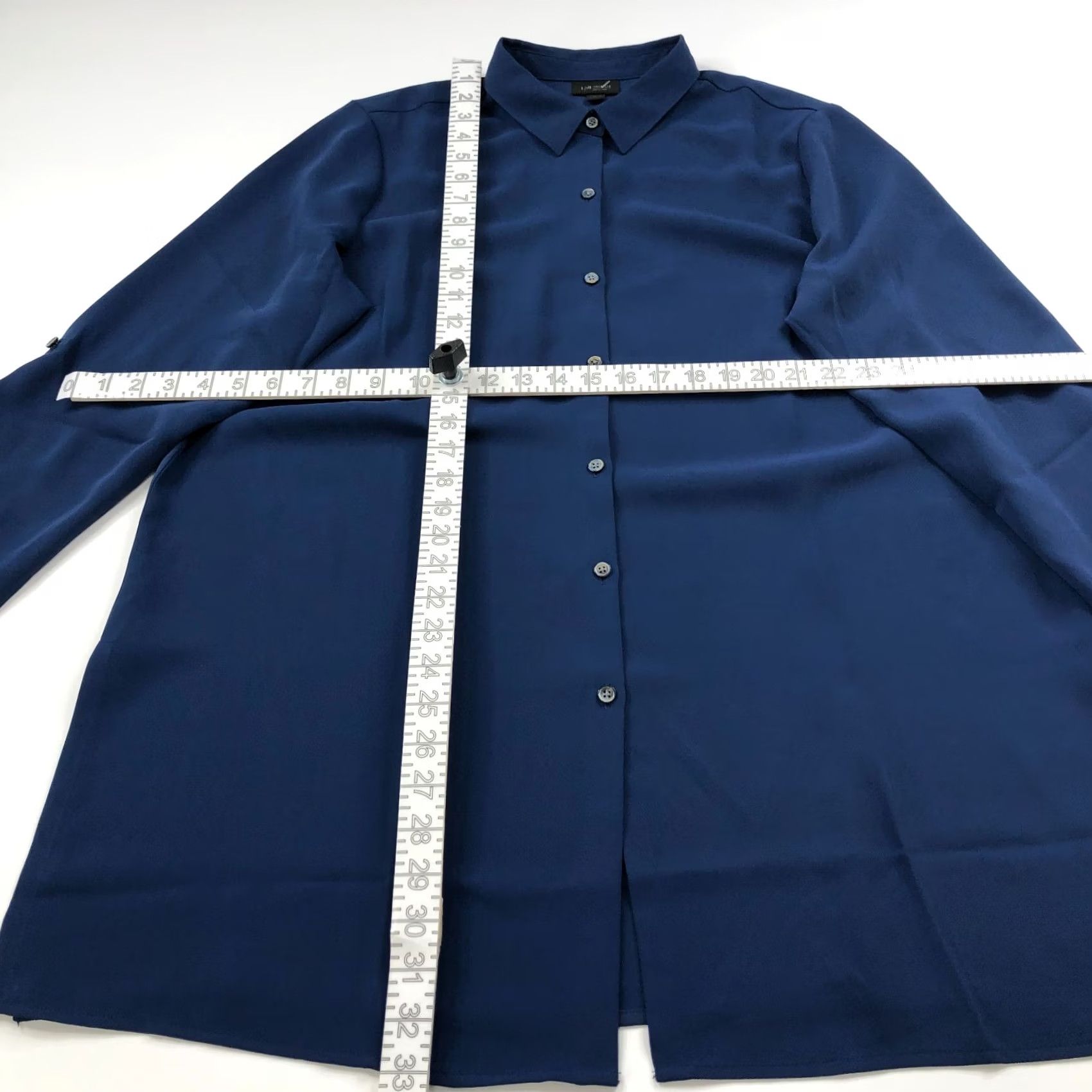 J. Jill J.Jill Wearever Collection Easy Care Large Tunic Button LS Shirt Blue MINT Women Size L / US 10 / IT 46 - 3 Thumbnail
