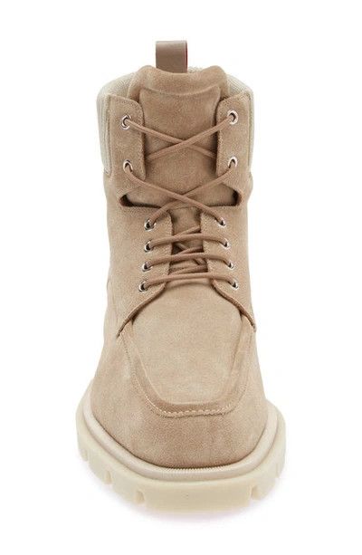 Christian Louboutin o1s1wg111024 Suede Lace up Boots in Light Brown & Red Size US 12 / EU 45 - 4 Thumbnail