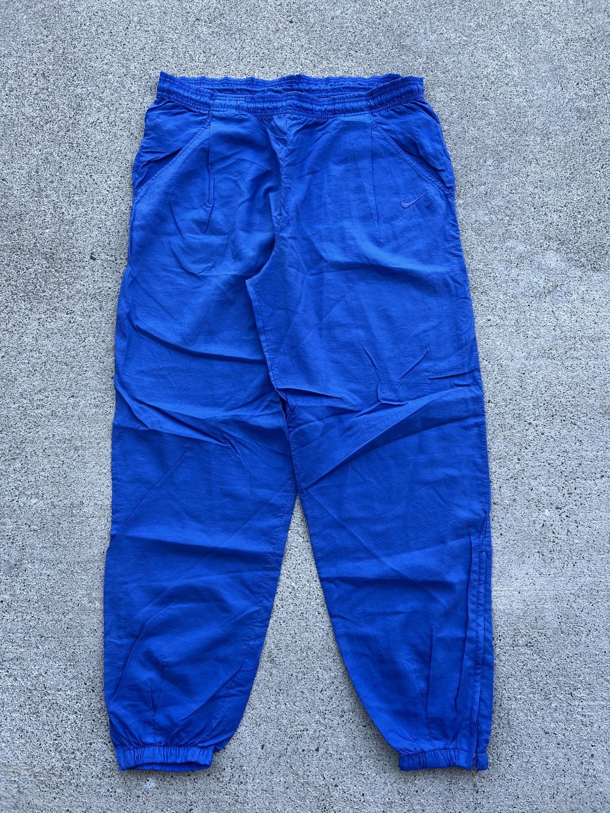 Nike × Vintage Vintage 1990s Nike Blue Windbreaker Zip Track Pants Size L Size US 36 / EU 52 - 1 Thumbnail