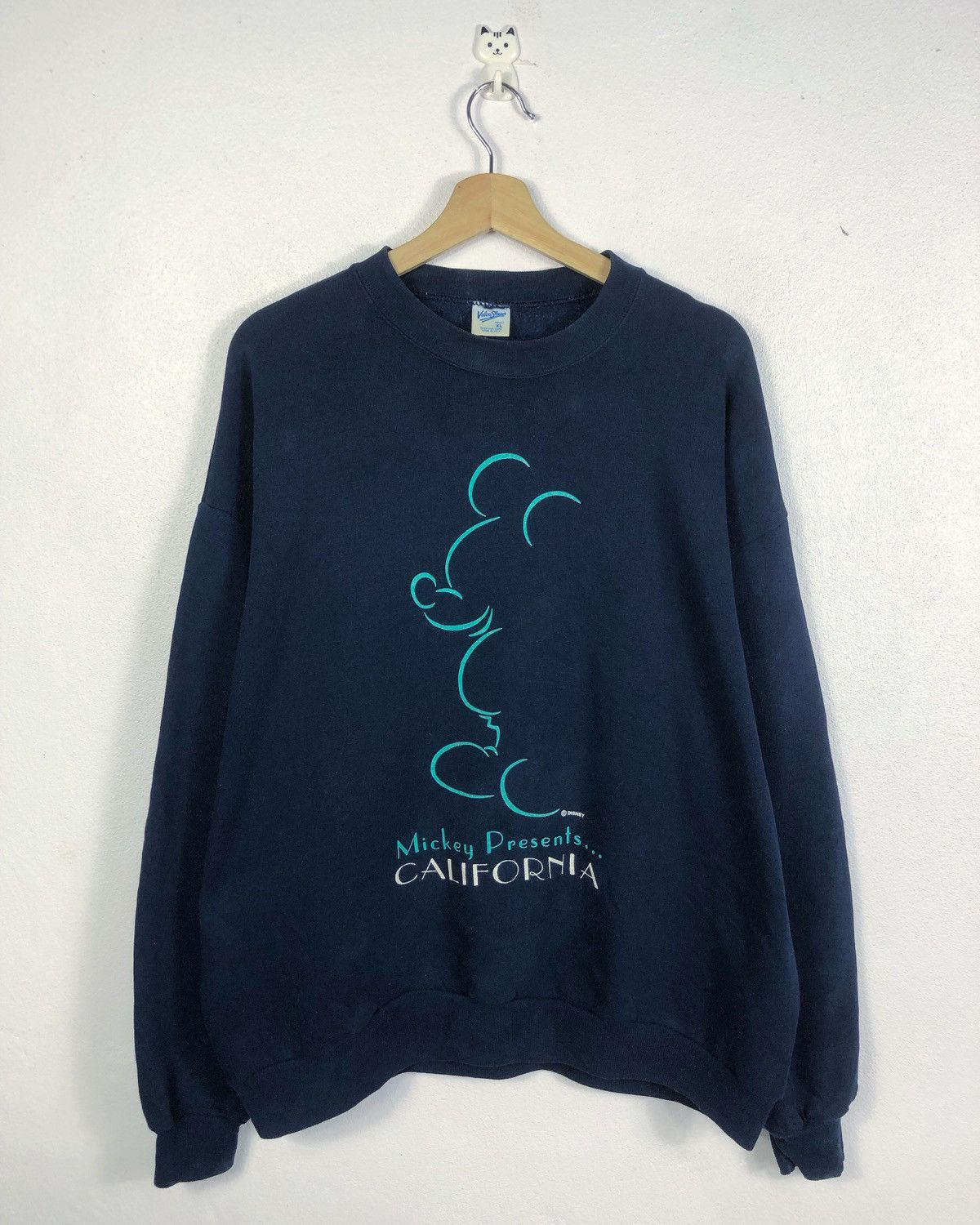 image of Vintage Mickey Mouse California Sweatshirt Made In Usa in Blue, Men's (Size XL)