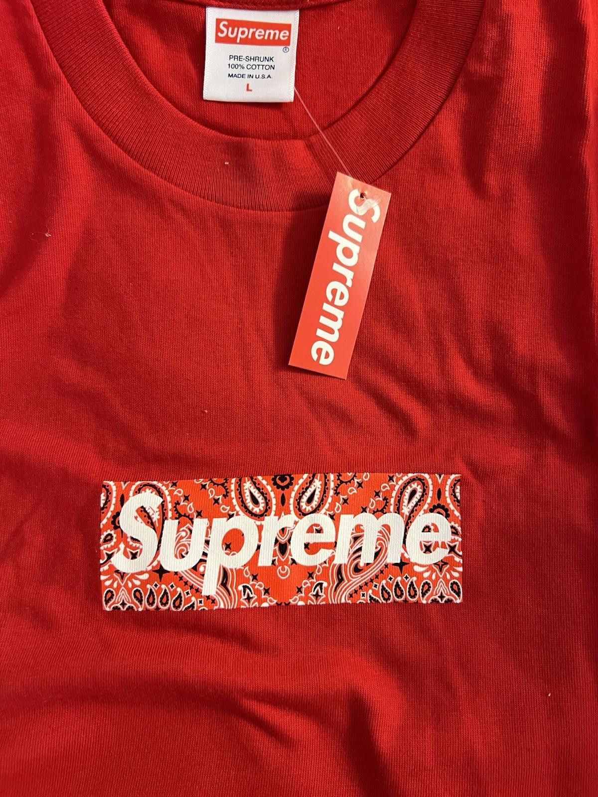 Supreme FW19 Supreme Bandana Box Logo Tee Red L 2019 Size US L / EU 52-54 / 3 - 10 Thumbnail