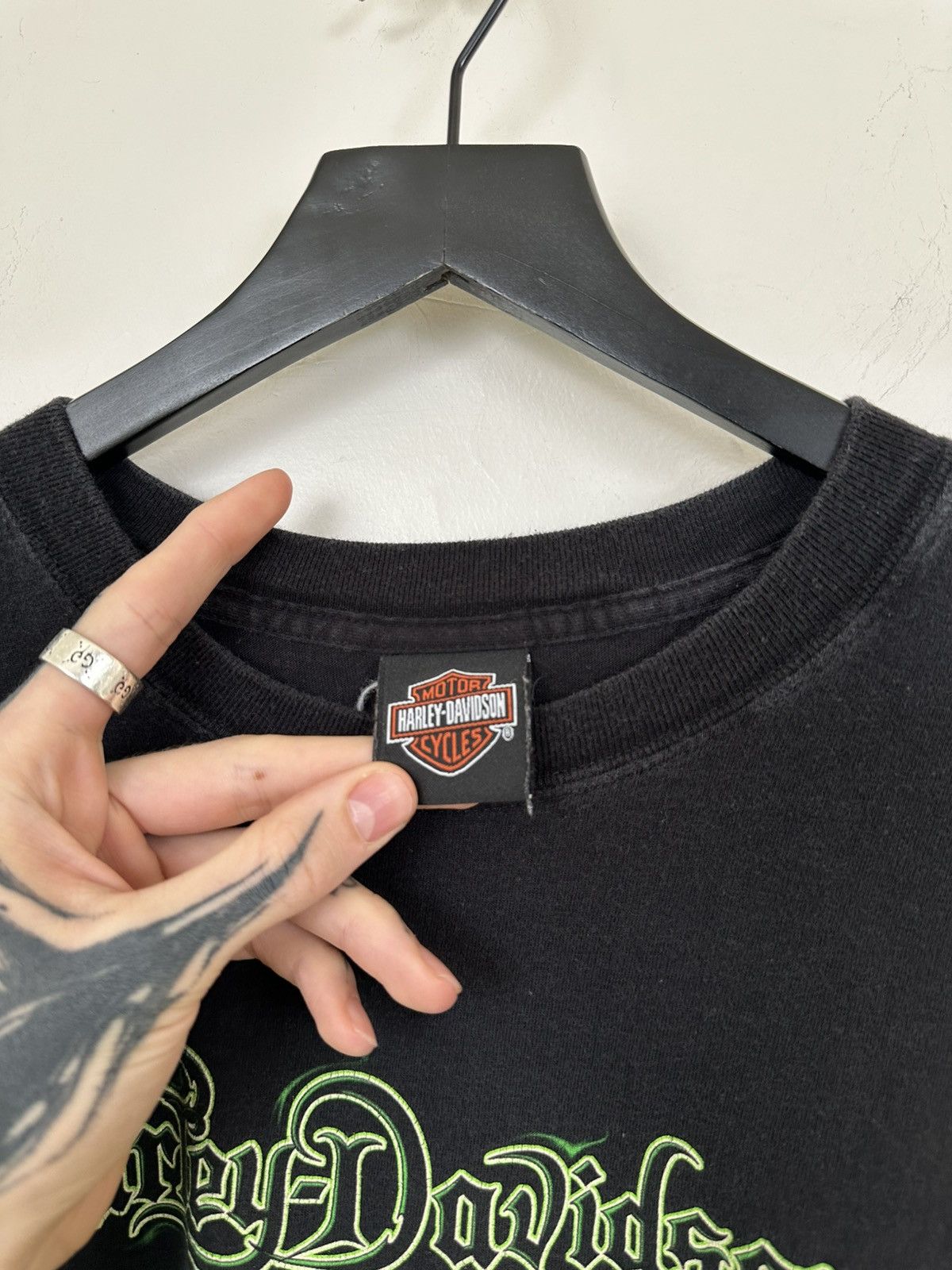 Harley Davidson × Vintage (XL) SICK GREEN FLAMES Harley Davidson Longsleeve Tee Size US XL / EU 56 / 4 - 10 Thumbnail