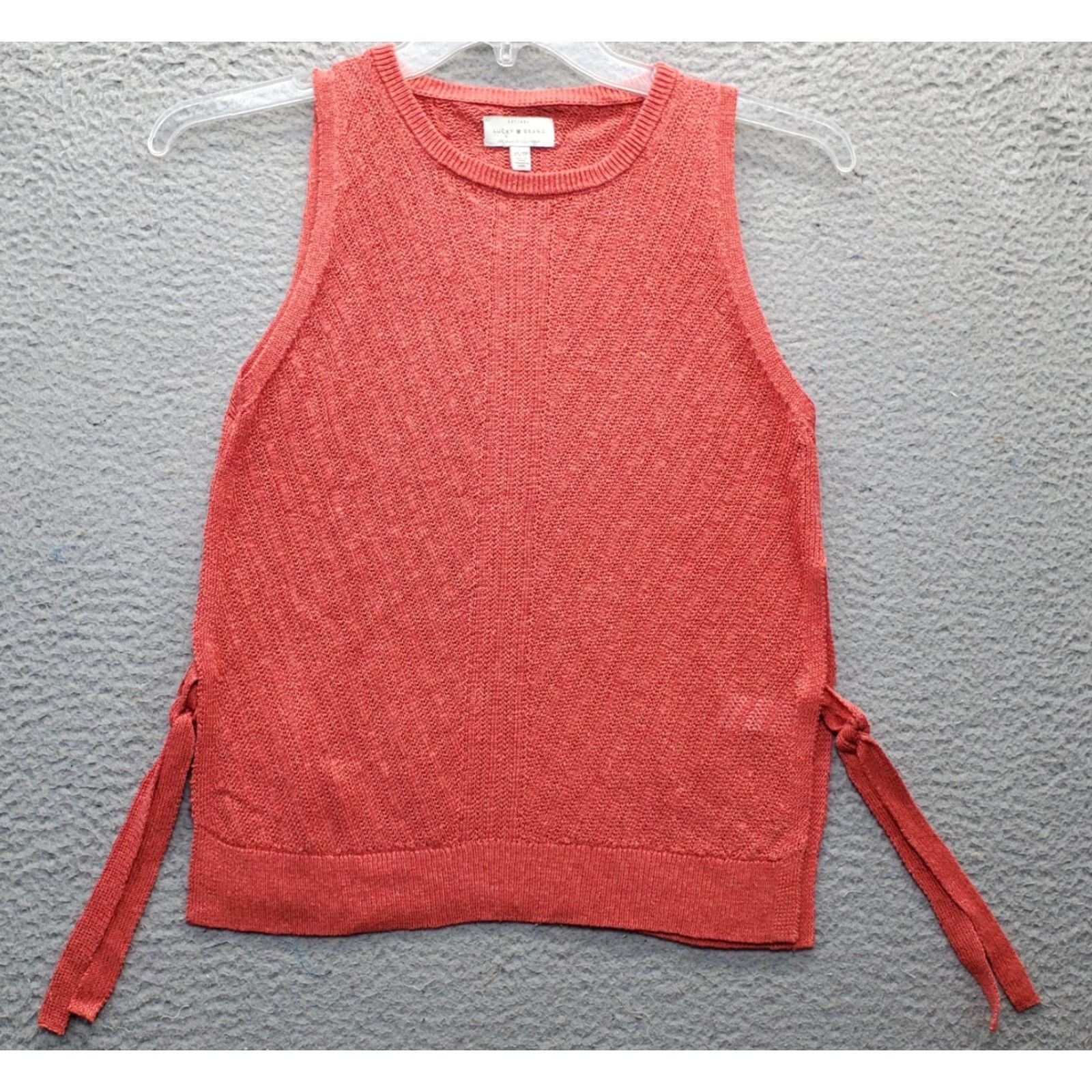 Lucky Brand Lucky Brand Knit Tank Top Womens XS Orange Sleeveless Round Neck Knitted Casual Shirt Size XS Women Size XS / US 0-2 / IT 36-38 - 2 Thumbnail