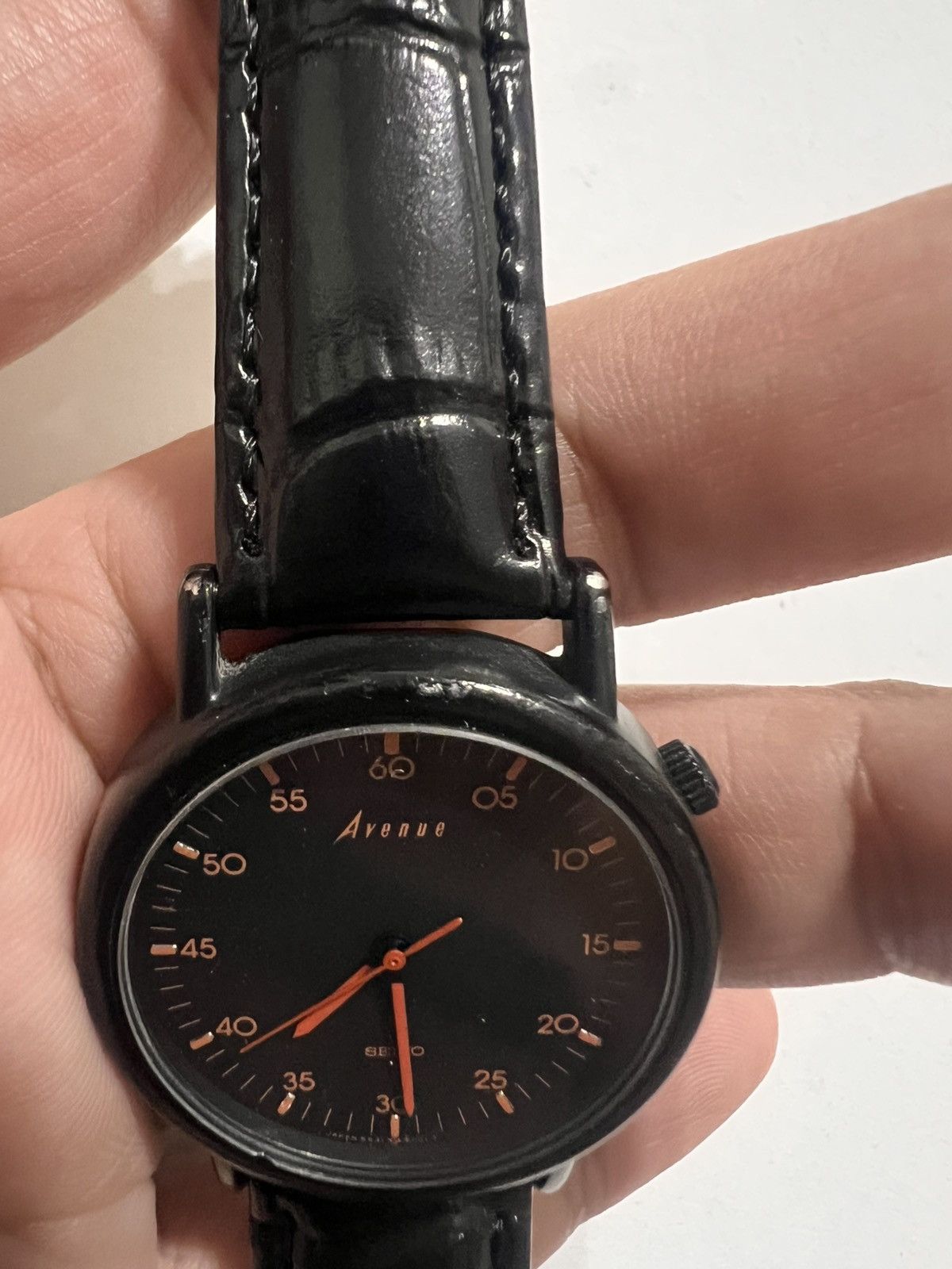 Seiko Vintage 80s Seiko Avenue Orange Accents Black Dial Size ONE SIZE - 9 Thumbnail
