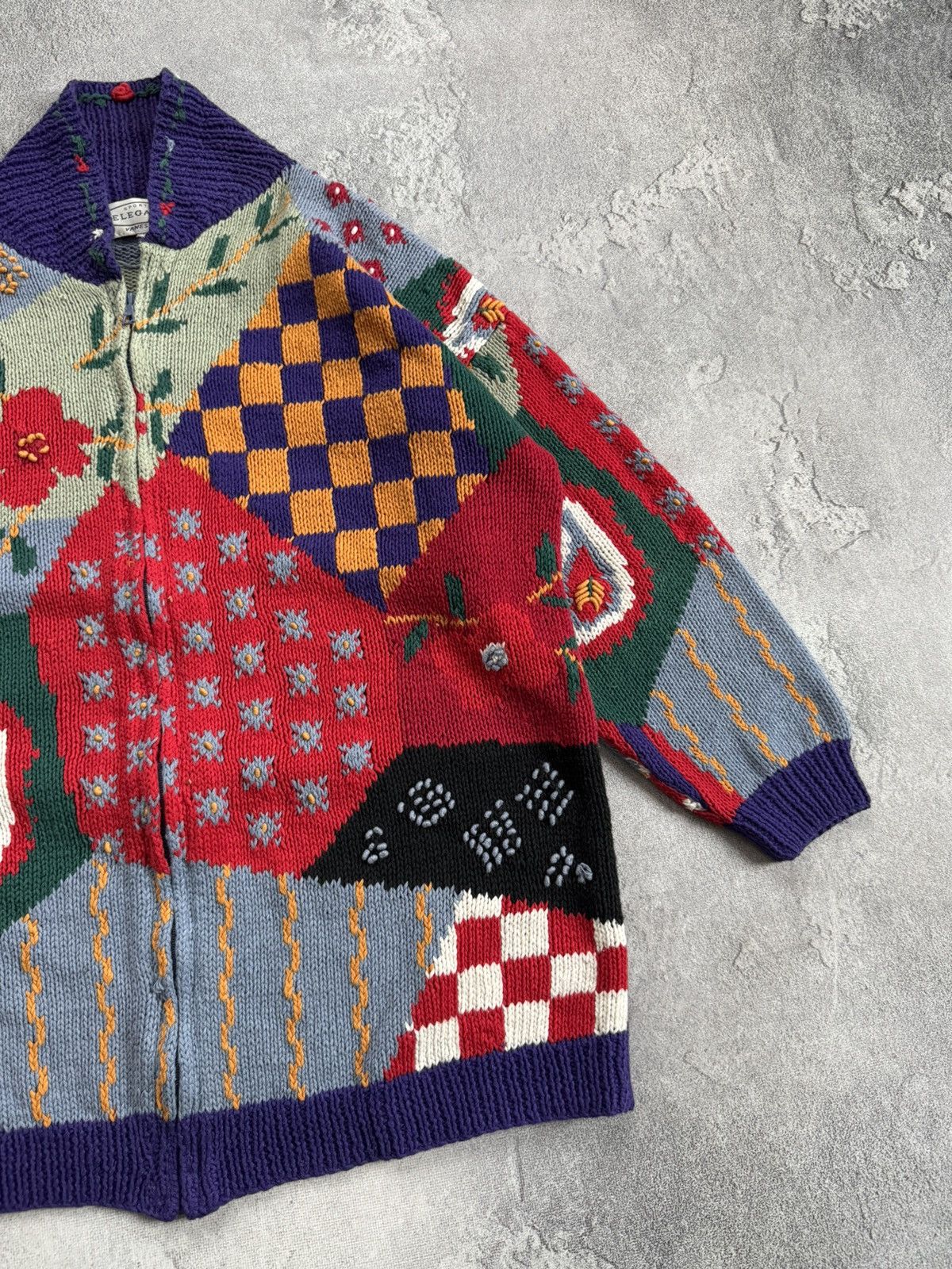 Kanata Hand Knits Vintage Retro M/size Hand knitwear zip sweater cardigan 90s Size M / US 6-8 / IT 42-44 - 10 Thumbnail