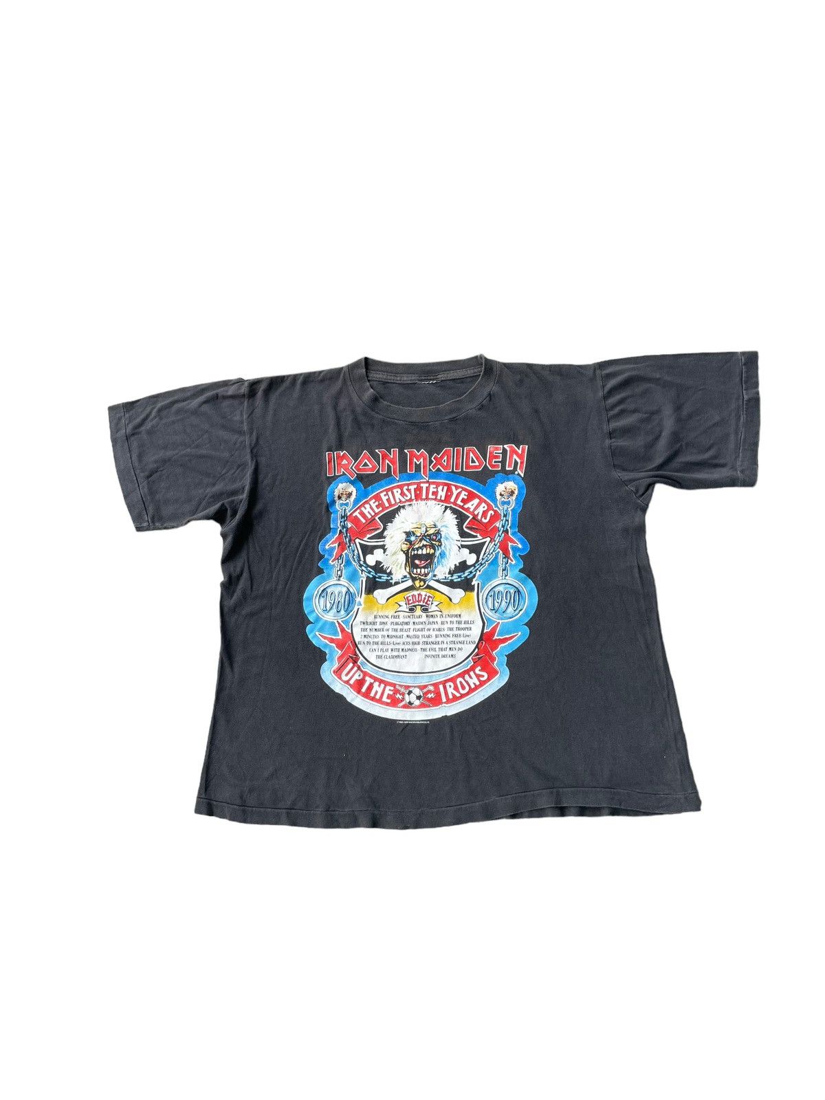 image of Band Tees x Iron Maiden VTG 90’S Iron Maiden The 1St Ten Year Anniversary in Black, Men's (Size XL)