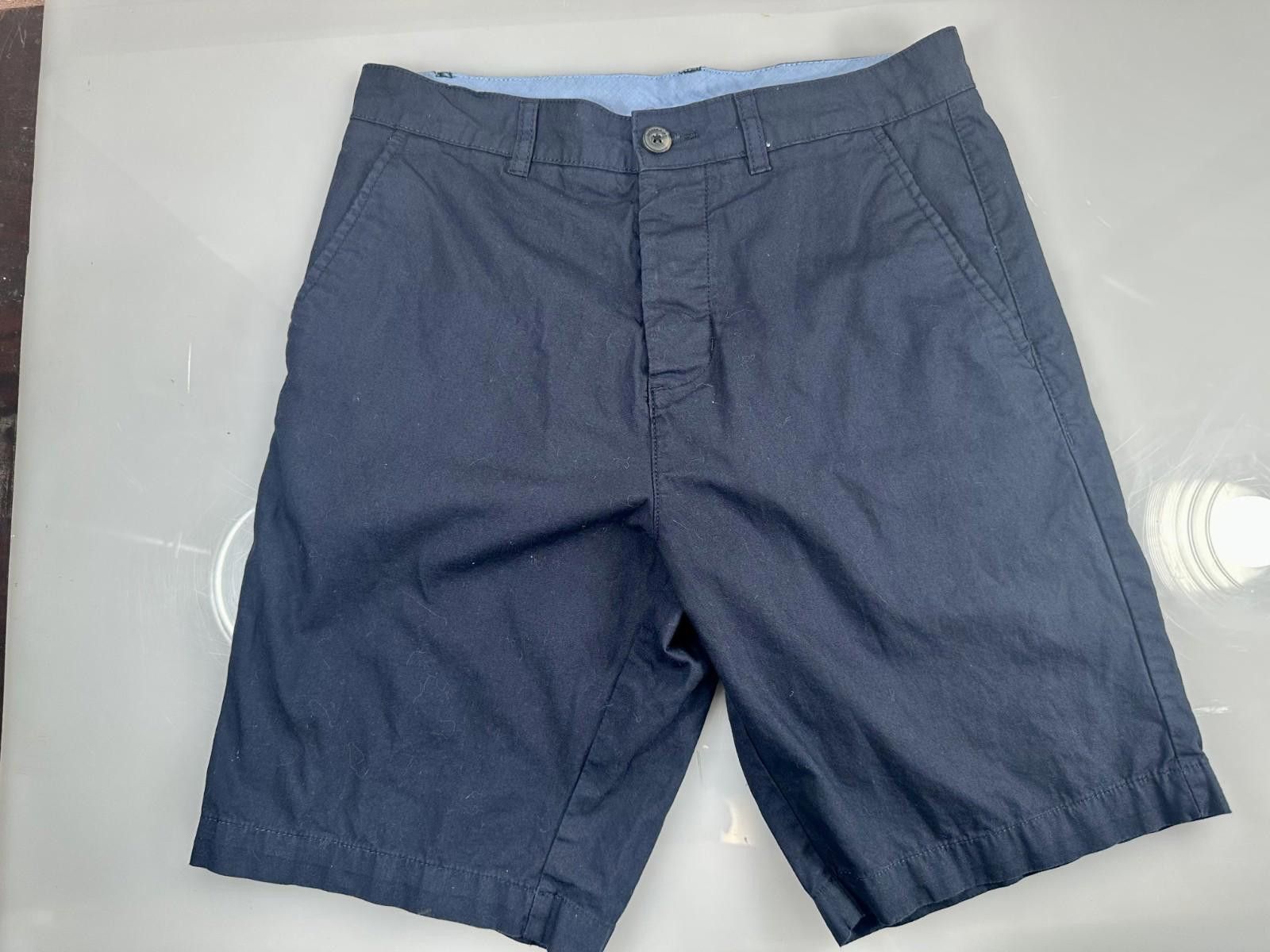 H&M H&M Men's 28 Blue Divided Flat Front Chino Shorts Size US 28 / EU 44 - 2 Thumbnail