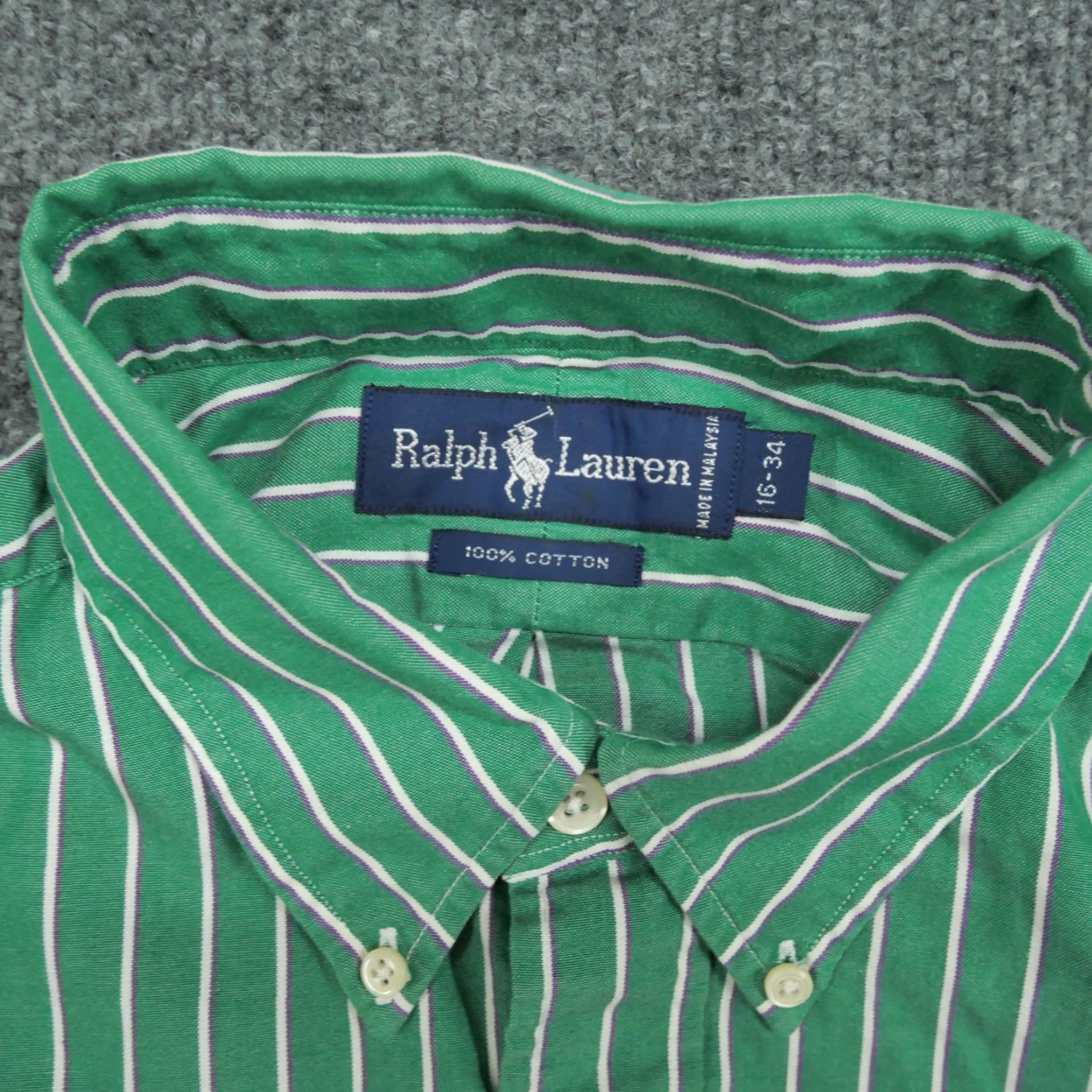 Polo Ralph Lauren Ralph Lauren Shirt Mens 16 34 Green Purple Striped Button Up Small Pony Size US L / EU 52-54 / 3 - 5 Thumbnail