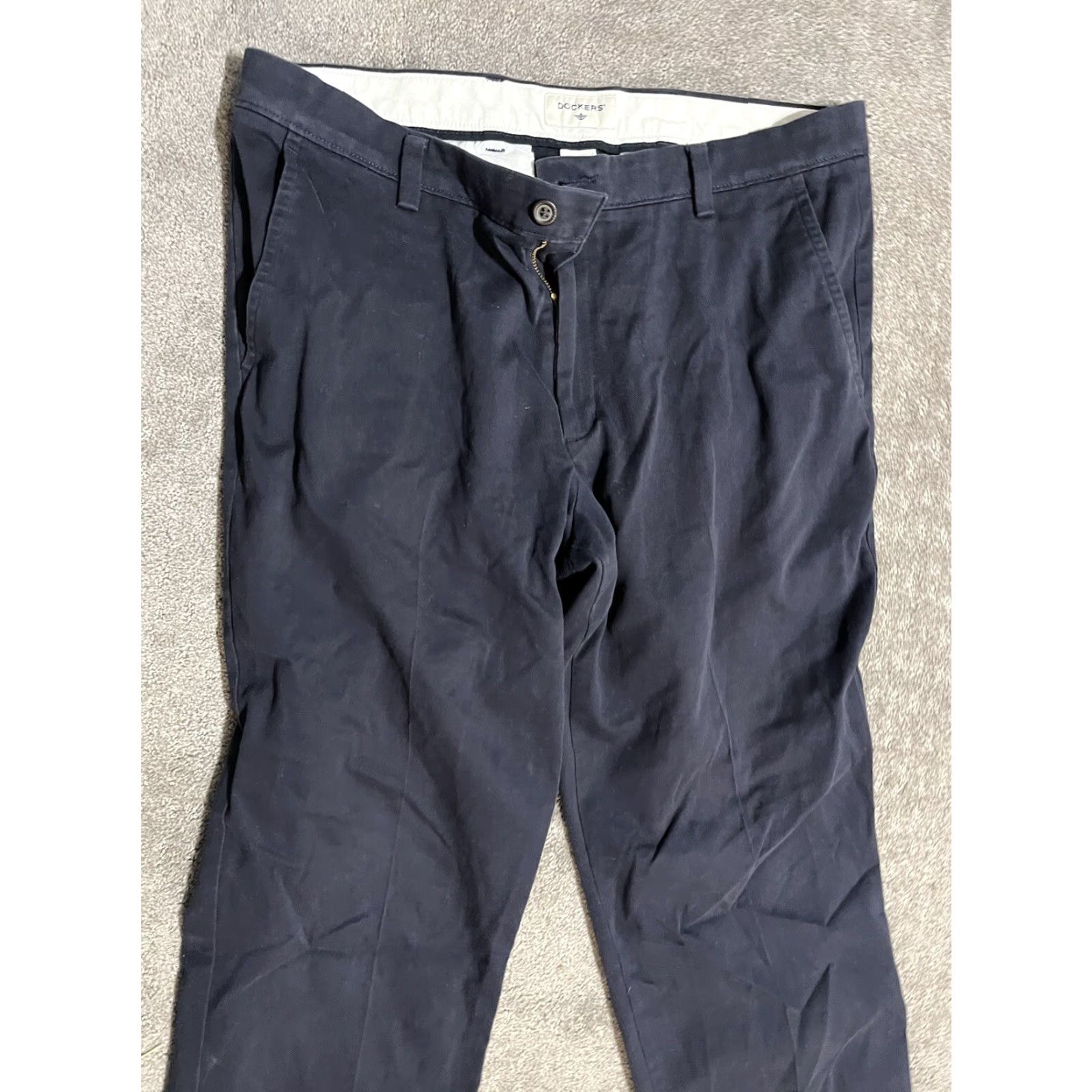 Dockers DOCKERS Chino Pants Mens 36x32 Navy Blue Flat Front Straight Fit Classic Size US 36 / EU 52 - 2 Thumbnail