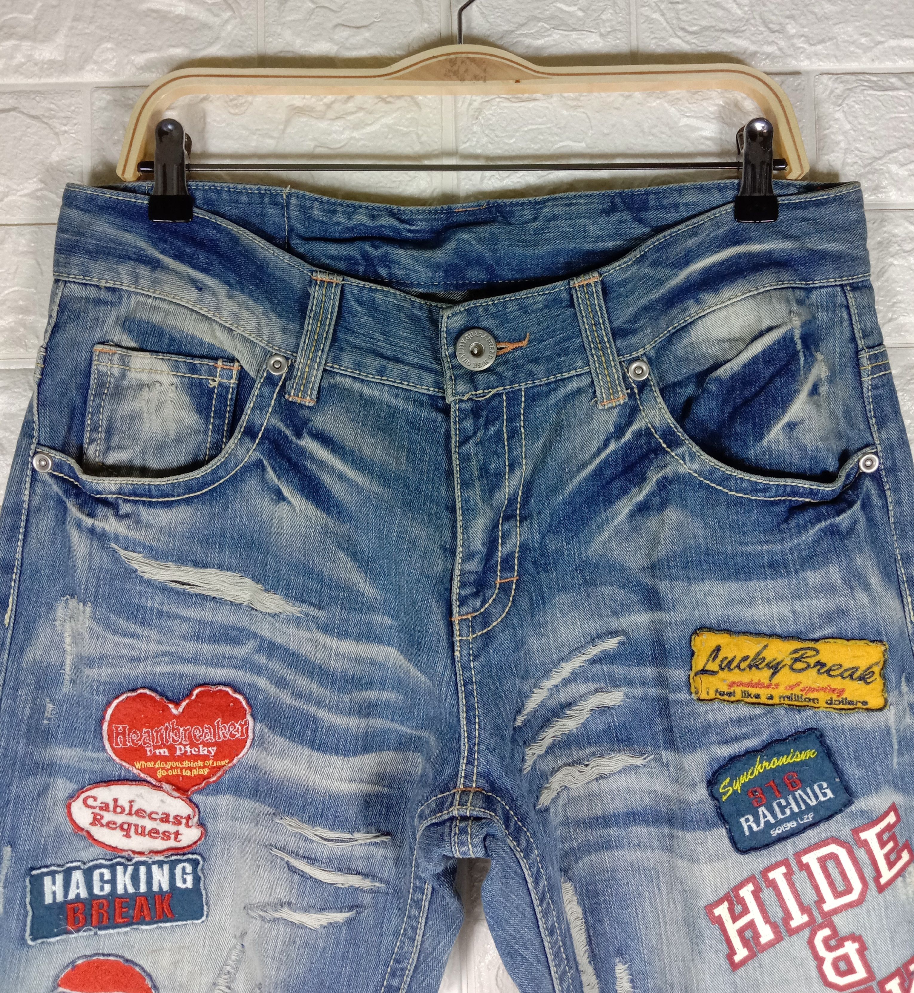 Japanese Brand Vintage Love Denim Patchwork Distressed Design Jeans Size US 34 / EU 50 - 2 Thumbnail