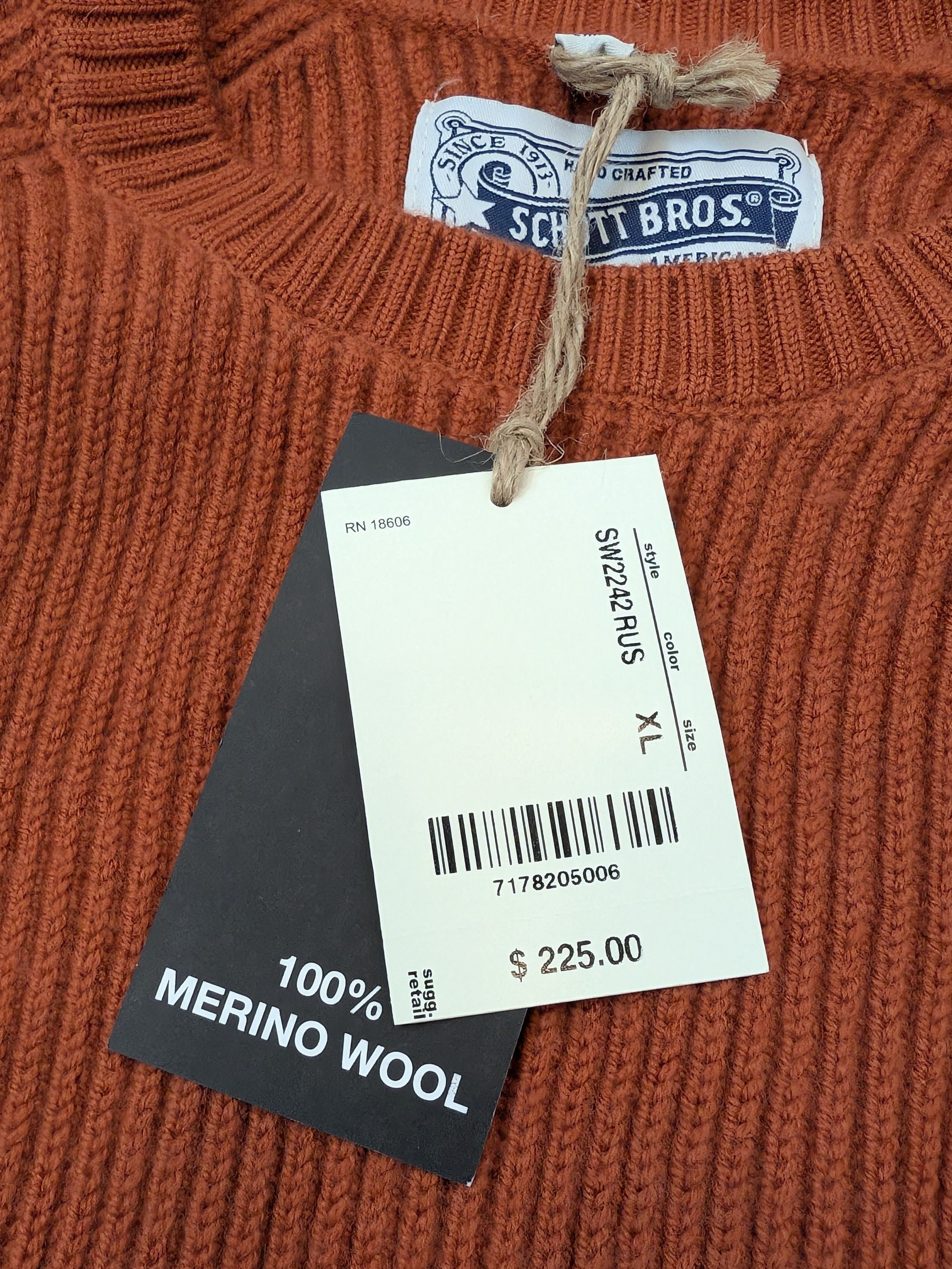 Schott NWT Schott Bros. 100% Merino Wool Ribbed Raglan Sweater $225 Size US XL / EU 56 / 4 - 4 Thumbnail
