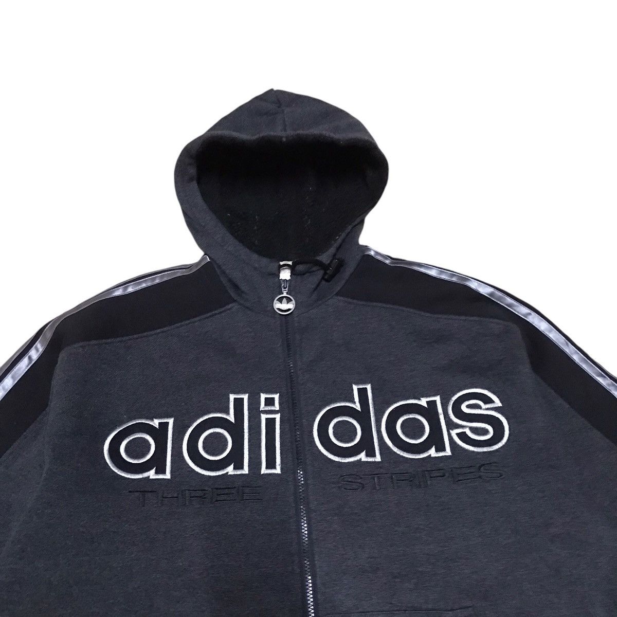 Adidas × Vintage VINTAGE 90s ADIDAS BIG LOGO THREE STRIPED HOODIE Size US L / EU 52-54 / 3 - 3 Thumbnail