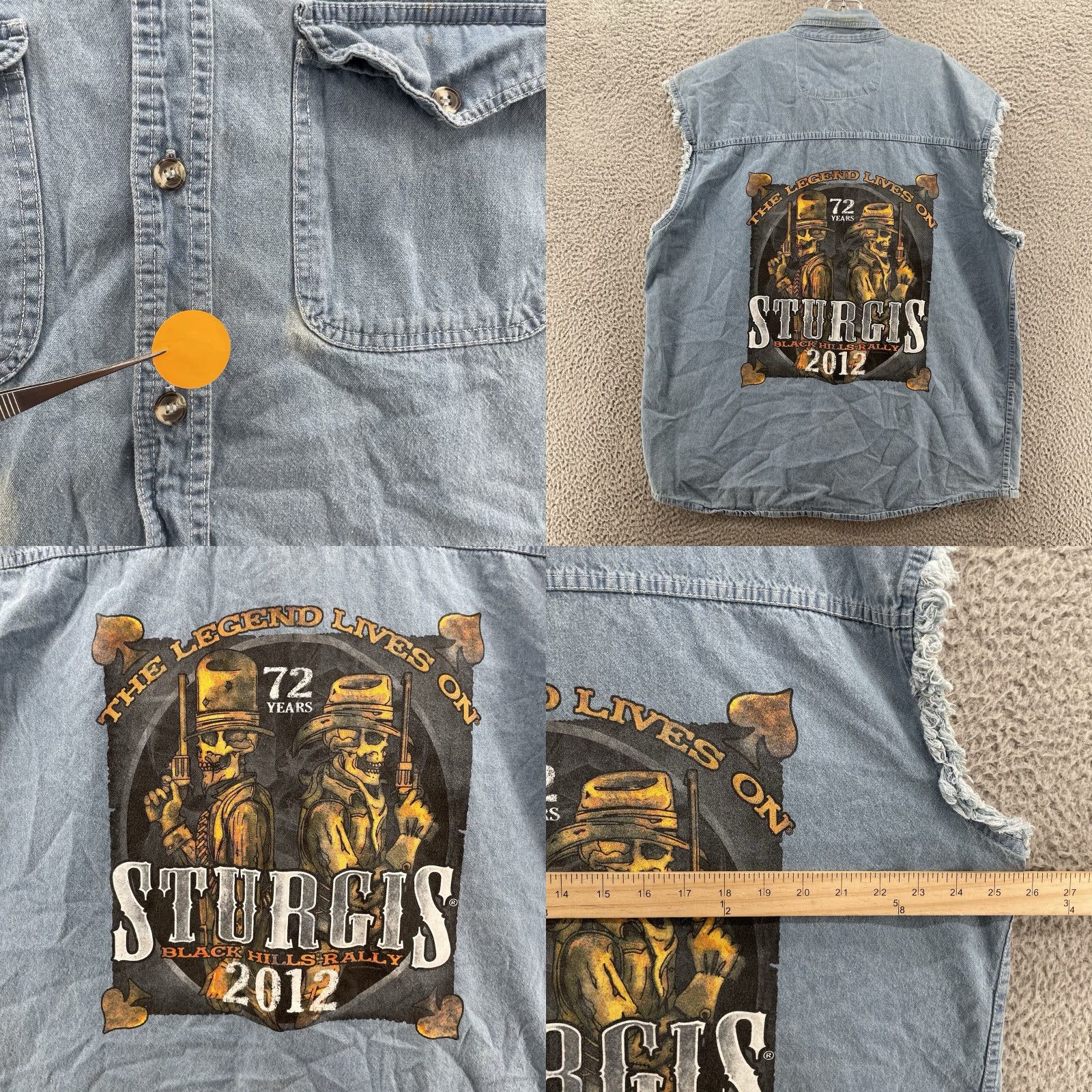 Vintage VINTAGE Sturgis Hot Leathers Shirt Men's 2XL 72 Years 2012 Moto Biker Rocker Grunge 90s Size US XXL / EU 58 / 5 - 8 Thumbnail