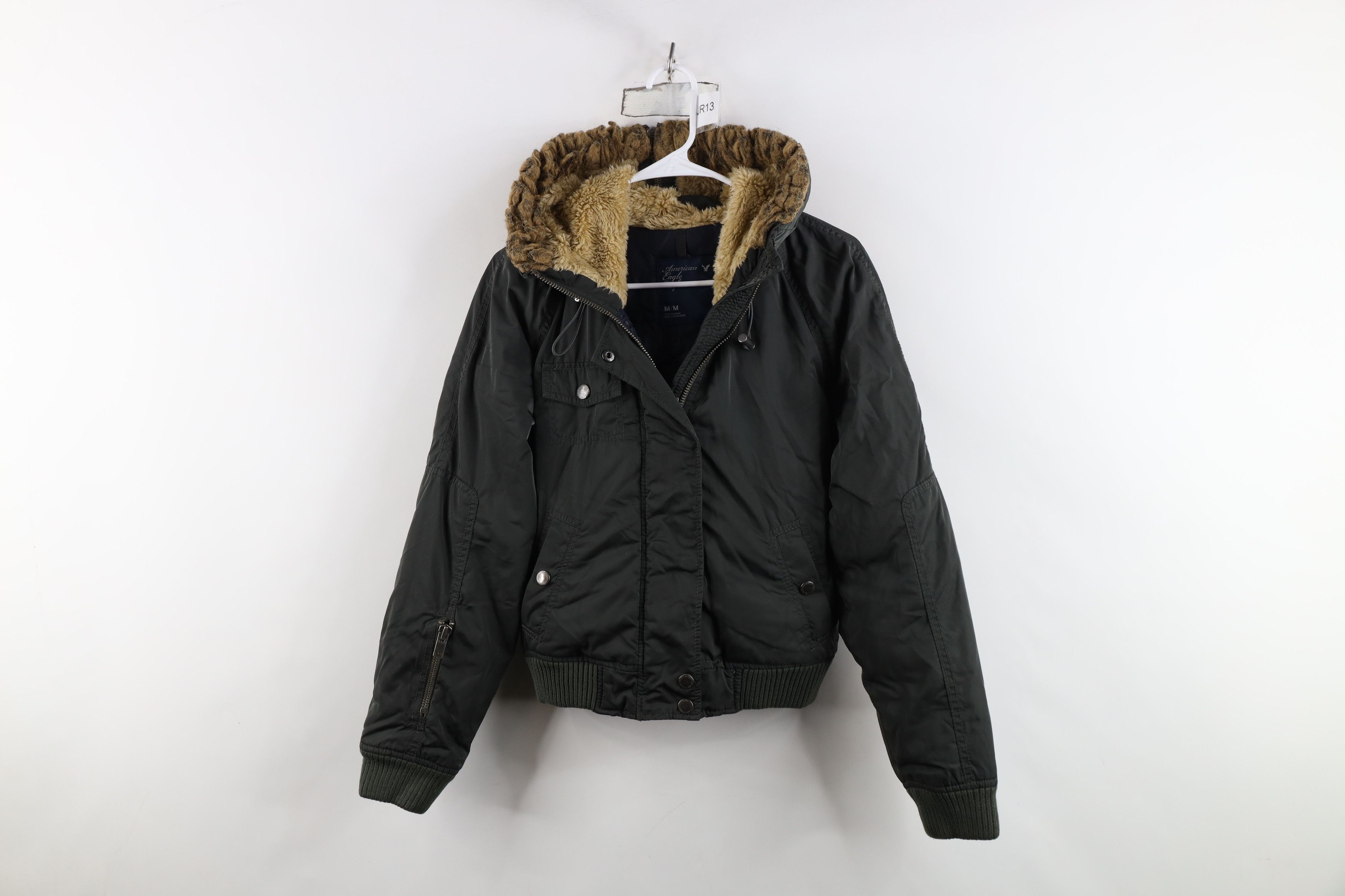 Vintage Y2K American Eagle Cape Hooded Puffer Jacket Green