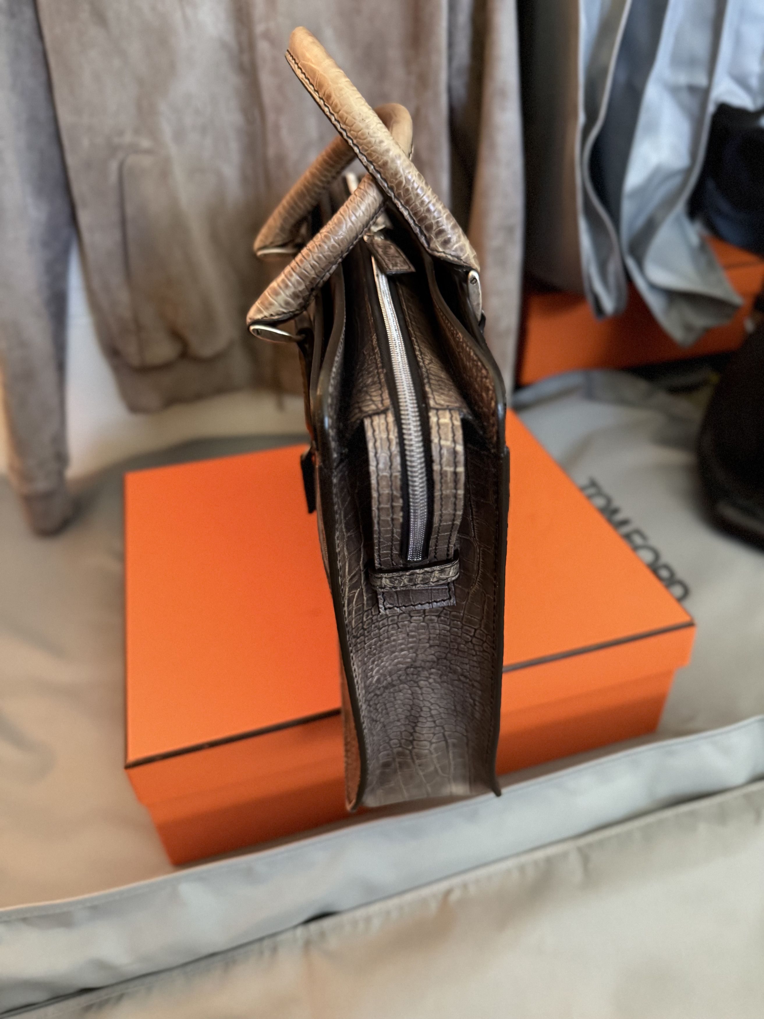Berluti Ultimate Rare $36K MTO BERLUTI Alligator Crocodile Briefcase Size ONE SIZE - 17 Thumbnail