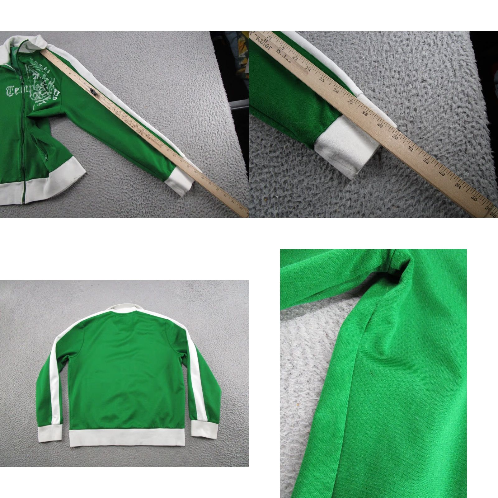 Express Express Mens Jacket Zipper Track Retro Y2K Style Green Size L - Soccer Futbol Read Size US L / EU 52-54 / 3 - 8 Thumbnail