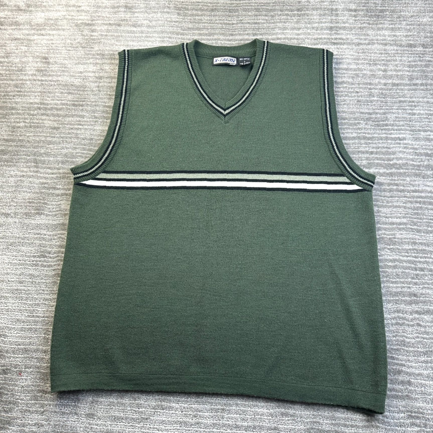 Vintage VINTAGE Xtreme Gear Sweater Vest Mens Large Green 80s 90s Tennis Golf Y2K - Vest, Sleeveless, V-Neck, All Seasons, Green, Regular Fit Mens Size US L / EU 52-54 / 3 - 2 Thumbnail