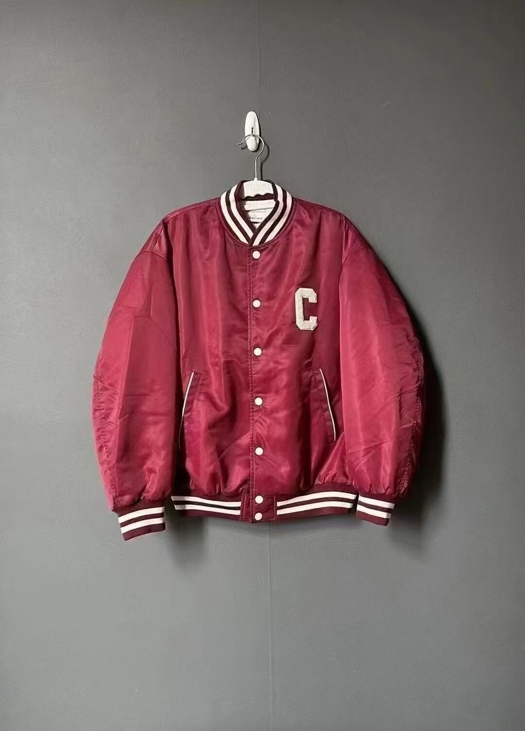 celine maroon baseball cotton jacket